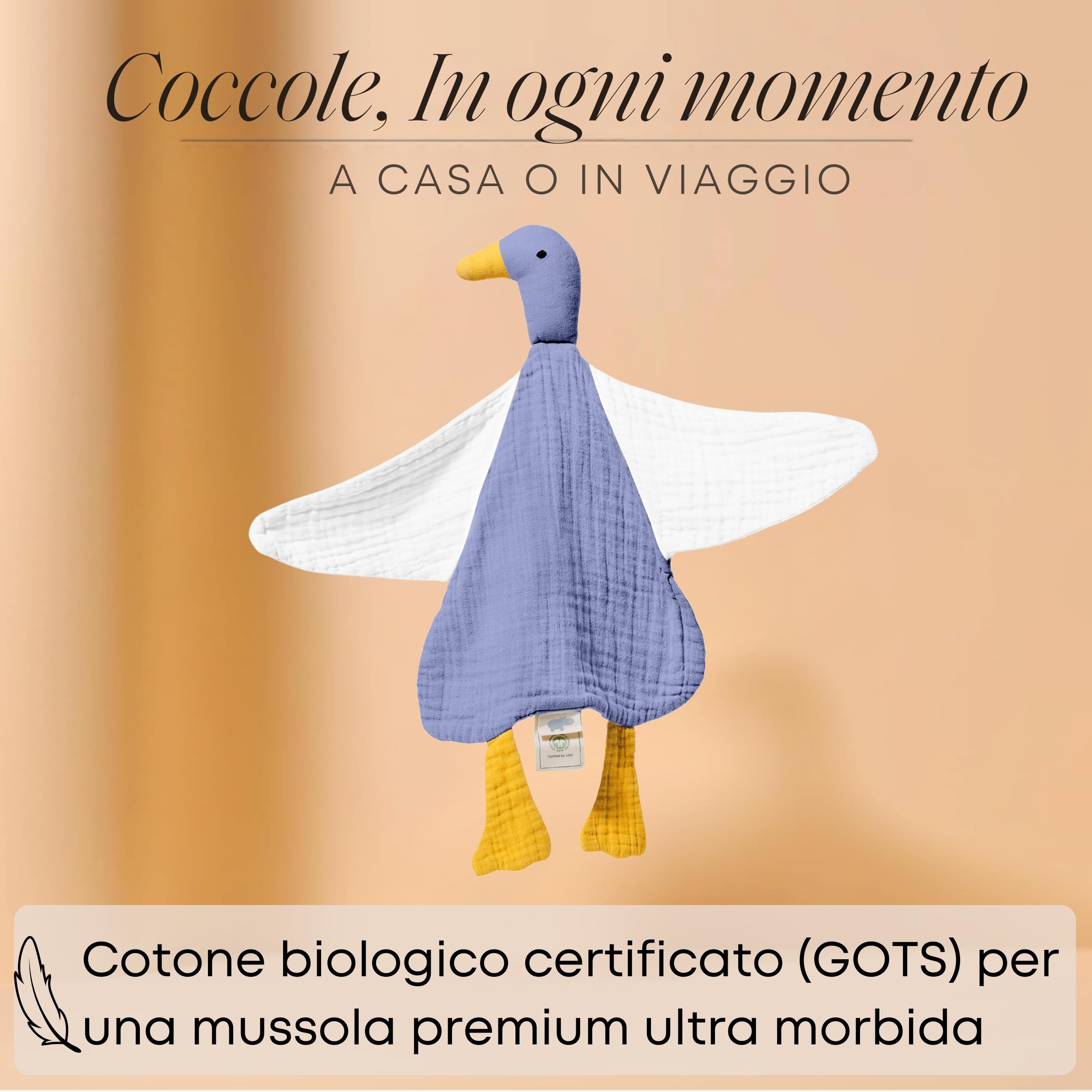 Oeko-TEX - Peluche anatra 4 strati, extra morbido, per neonati, ragazzi e ragazze, lavabile