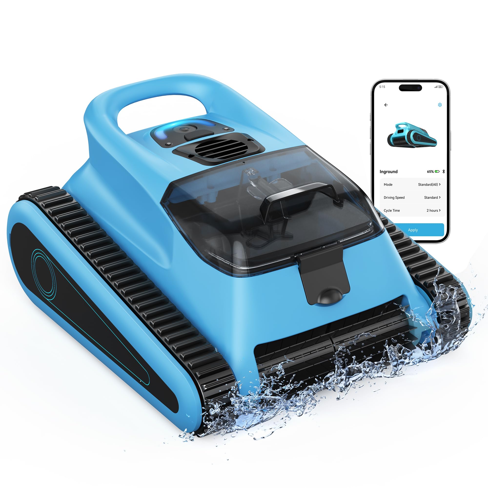 2025 New) Cordless Pool Vacuum Robot with App Control, Wall