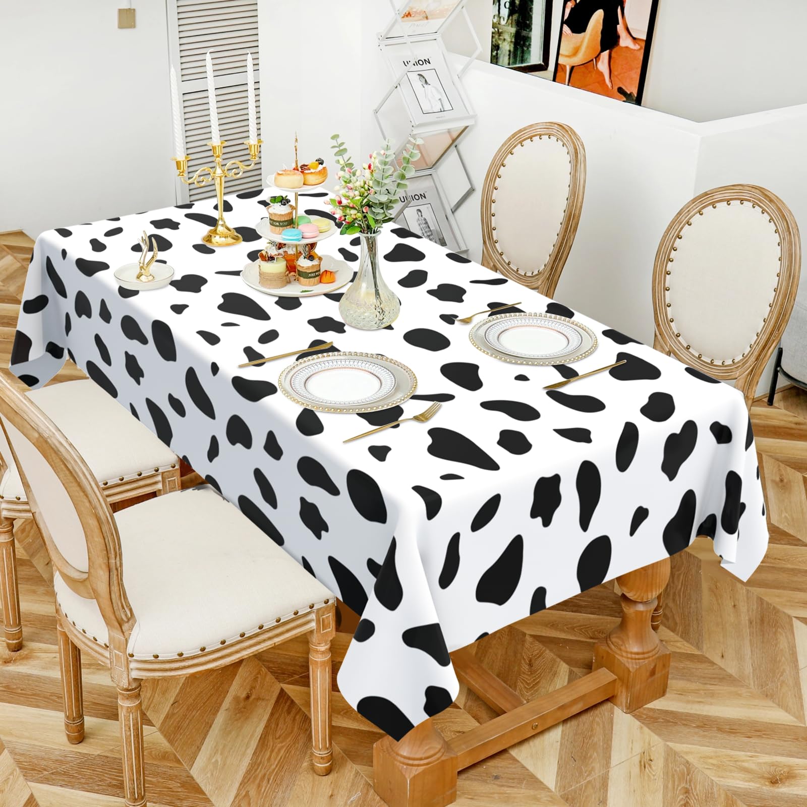 2 Pcs Cow Print Tablecloth Cow Plastic Table Cover 87 X 51 Inches