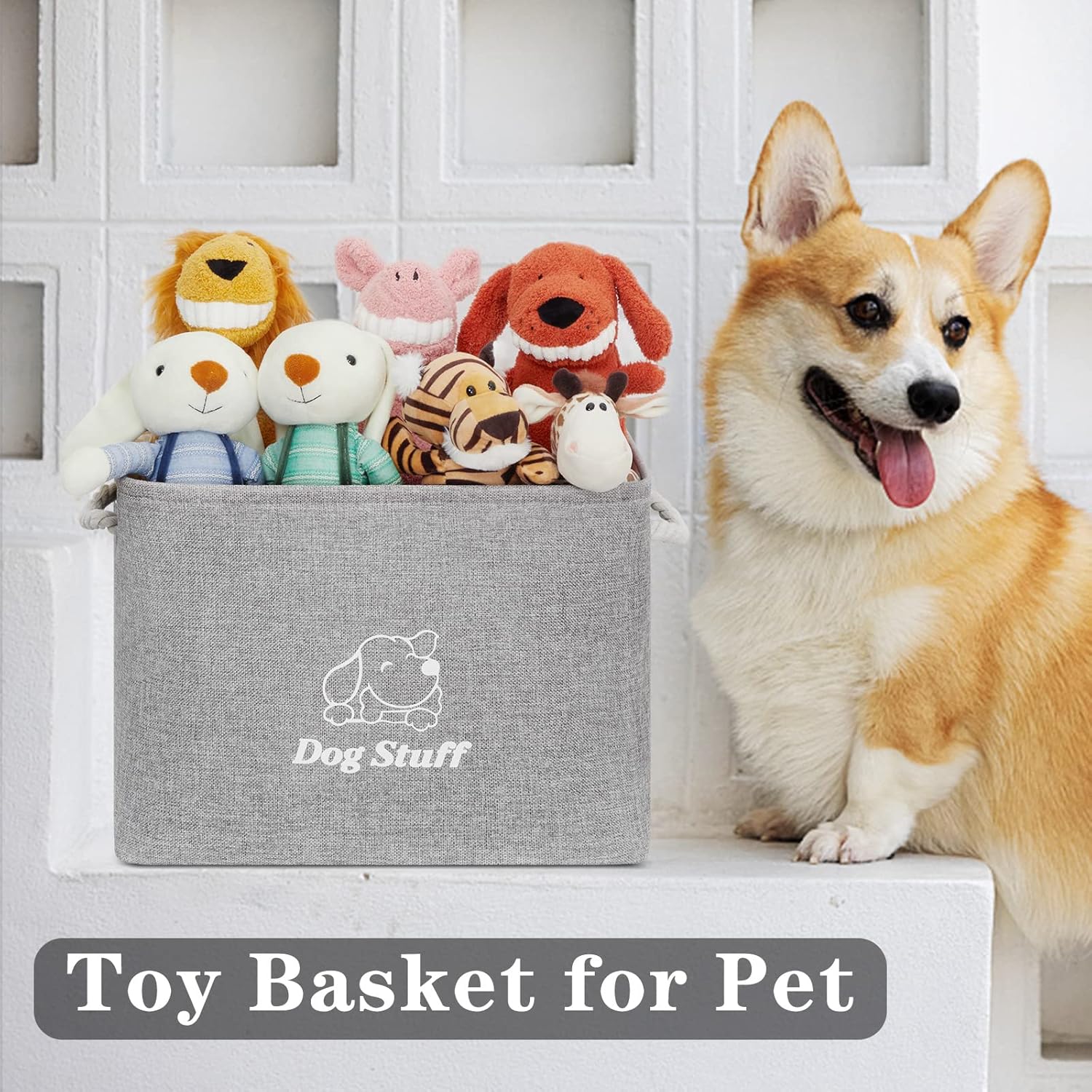 Buy Echohana Dog Toy Storage Bins for Organizing Pet Toys, Dog Toy Box with Minimalist Patterns