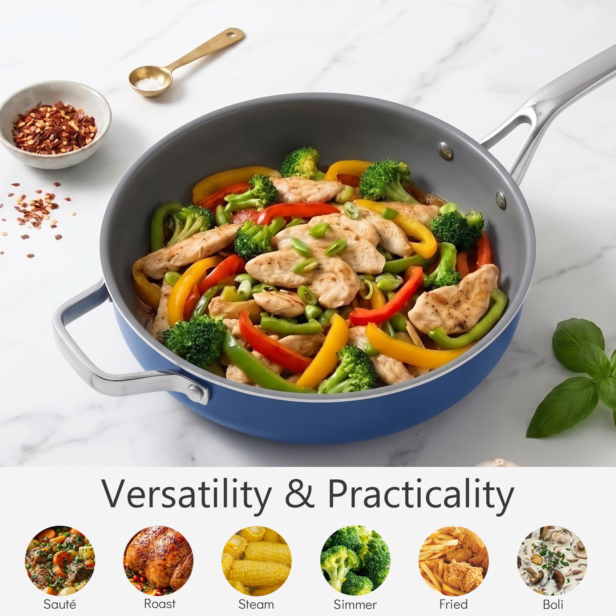 MOSIECH 4QT Ceramic Saute Pan - Nonstick & Value -4