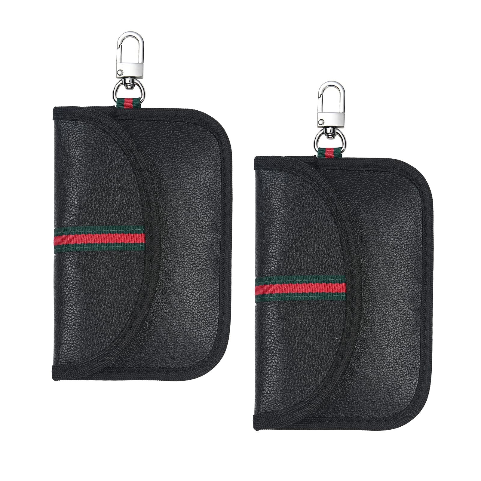 URAQT Faraday Pouch for Car Keys, 2 Pack Car Key Signal Blocking Pouch, Keyless Entry Car Keys Case with Hook Securing Keyring, RFID Key Blocker Bag For Car Security, Keyless Car Accessories