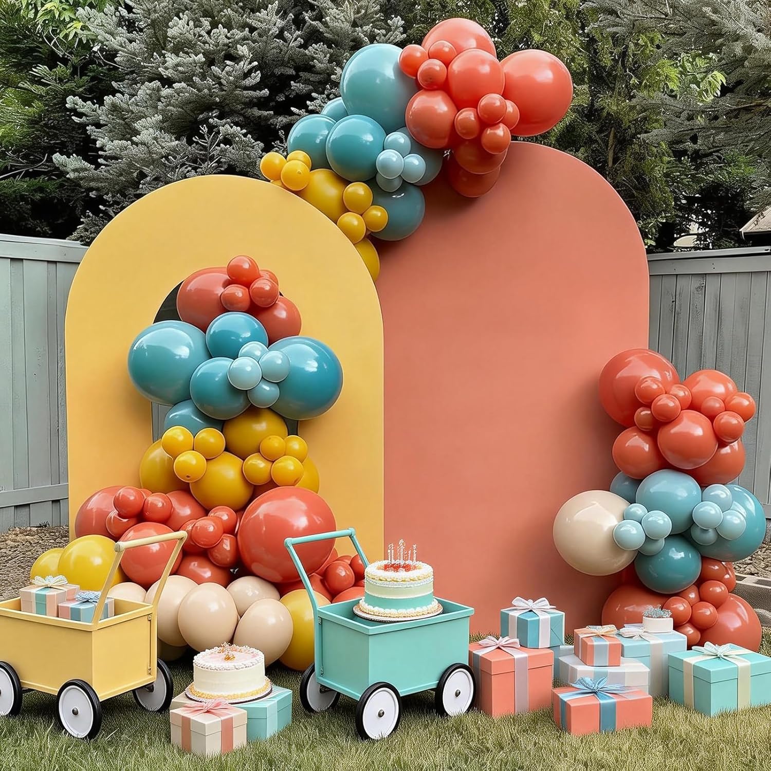 FunHot Colorful Balloons, 50 Pcs Boho Balloons, 12 Inch Retro Orange Green Yellow Apricot Latex Balloon, Rainbow Helium Balloon for Birthday Wedding Baby Shower Son Boho Summer Party Decorations