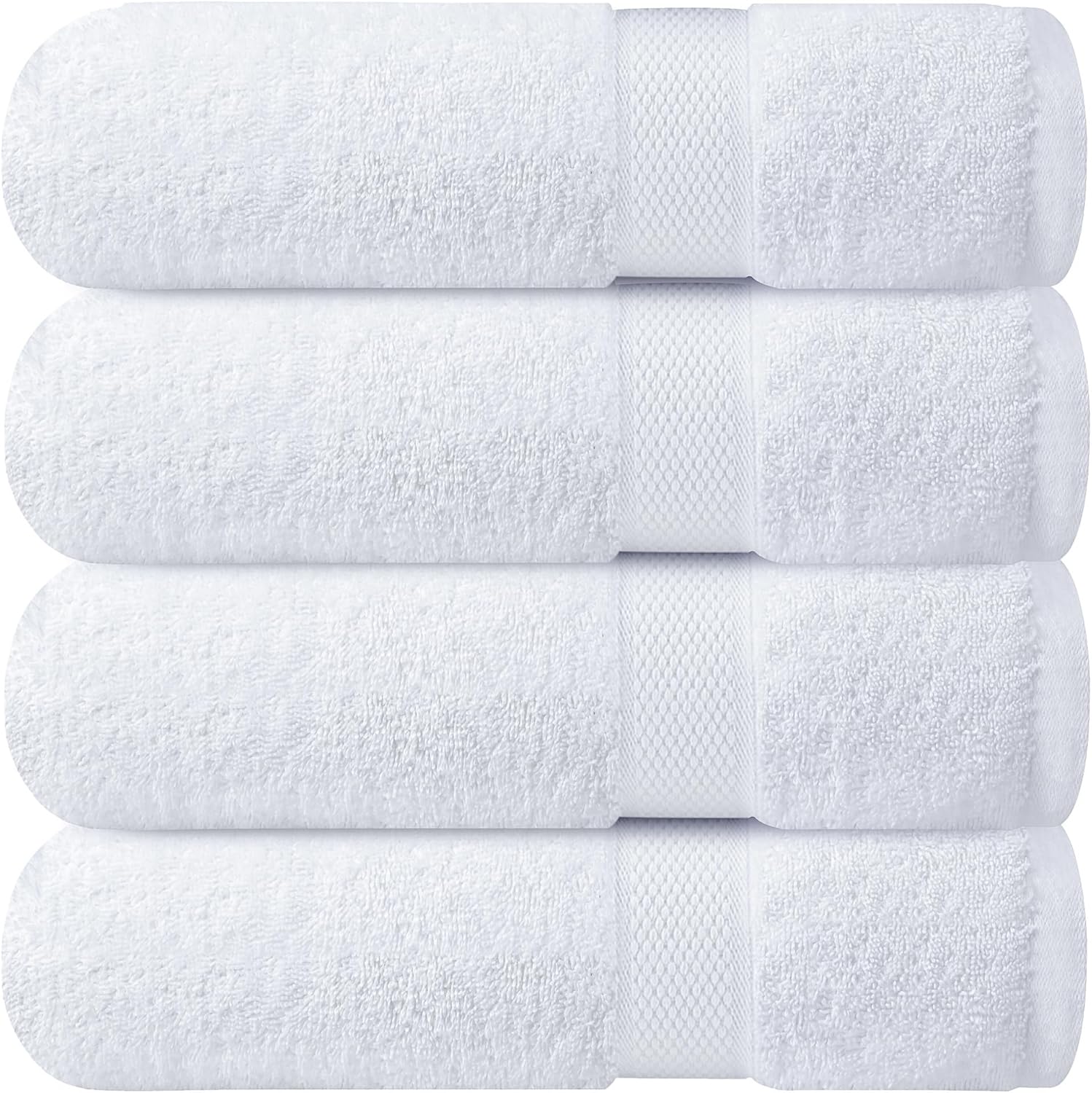 Infinitee Xclusives 100% Ring-Spun Cotton Bath Towels Set of 4 (27x54) - Ultra Soft, Absorbent, Quick-Dry Luxury White Towels