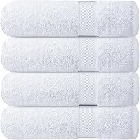 Vista 1 de Infinitee Xclusives Juego de 4 toallas de baño blancas de alta calidad para baño (27 x 54 pulgadas), toallas de baño 100% algodón hilado en anillo