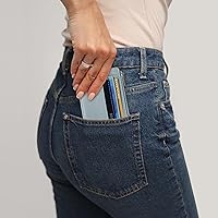 Vista 134 de Sodsay Estuche para tarjetas, cartera delgada con bolsillo frontal, para mujer, sujetatarjetas con llavero negro