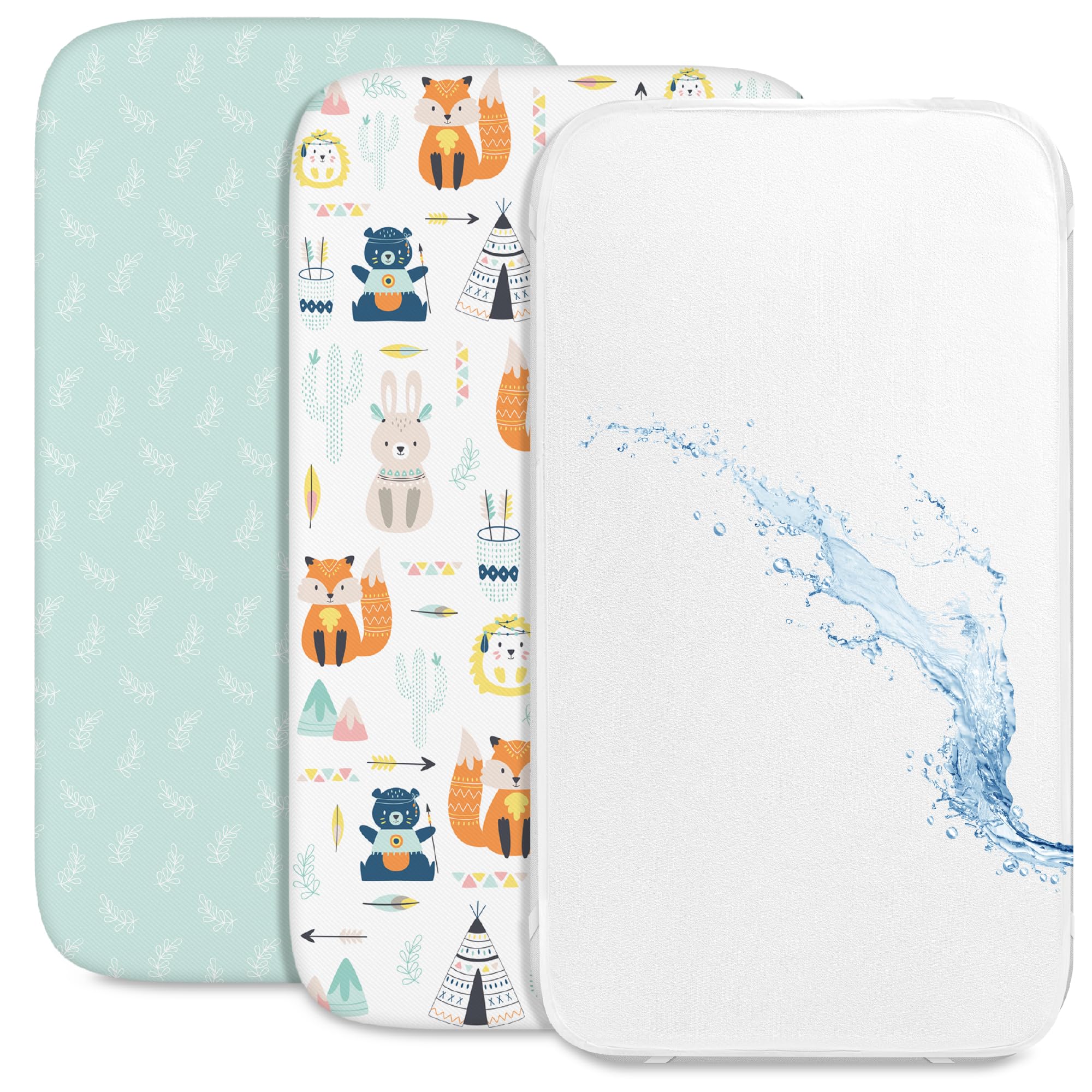 Sweety Fox Cododo prześcieradło (zestaw 2 szt.) + 1 wodoodporny ochraniacz na materac z gumką | Kompatybilny z łóżkiem z materacem Cododo Bebe | dla dziewcząt i chłopców | Wzór Lisa 50x83 cm Lis