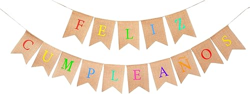 Mandala Crafts Feliz Cumpleaños Banner para decoraciones de cumpleaños españoles, pancarta de cumpleaños mexicana para decoraciones de feliz