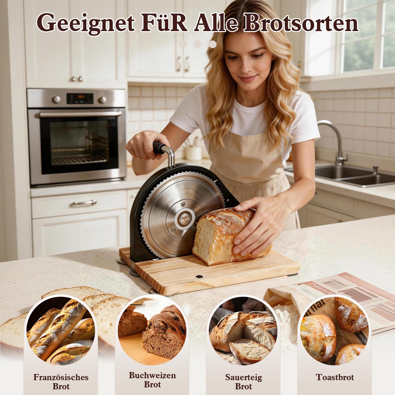 Brotschneidemaschine,Brotschneidemaschine Manuell(Faltbar),Allesschneider | Edelstahl 304, Mit Skala,Einstellbare Scheibendicke,Für Käse,Brot und Gemüse