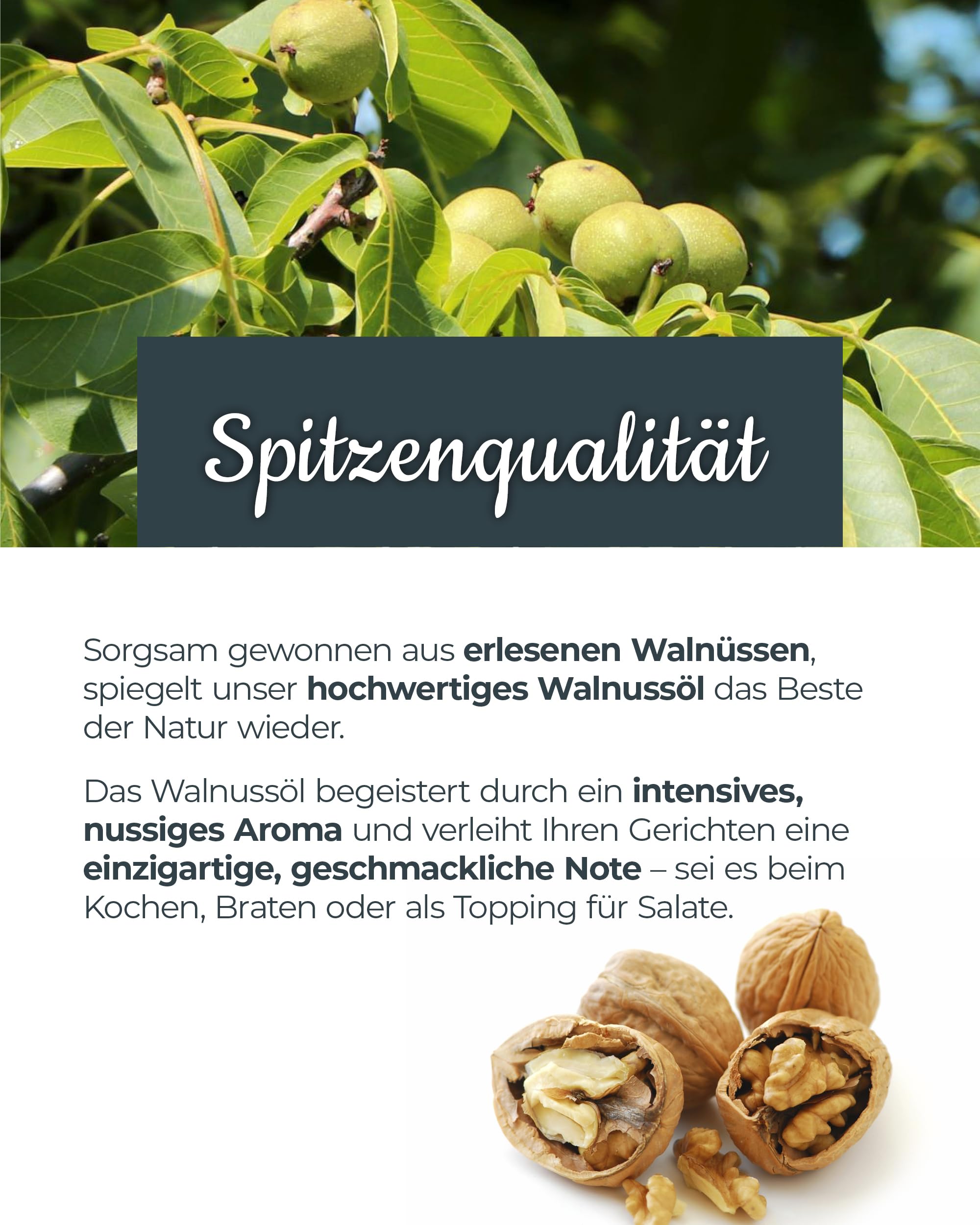 Hohenloher Bauerngenossenschaft Walnussöl kaltgepresst 250ml - Schonend kaltgepresstes Walnussöl mit nussig-feinherbem Aroma - Öl von regionalen Walnussbäumen