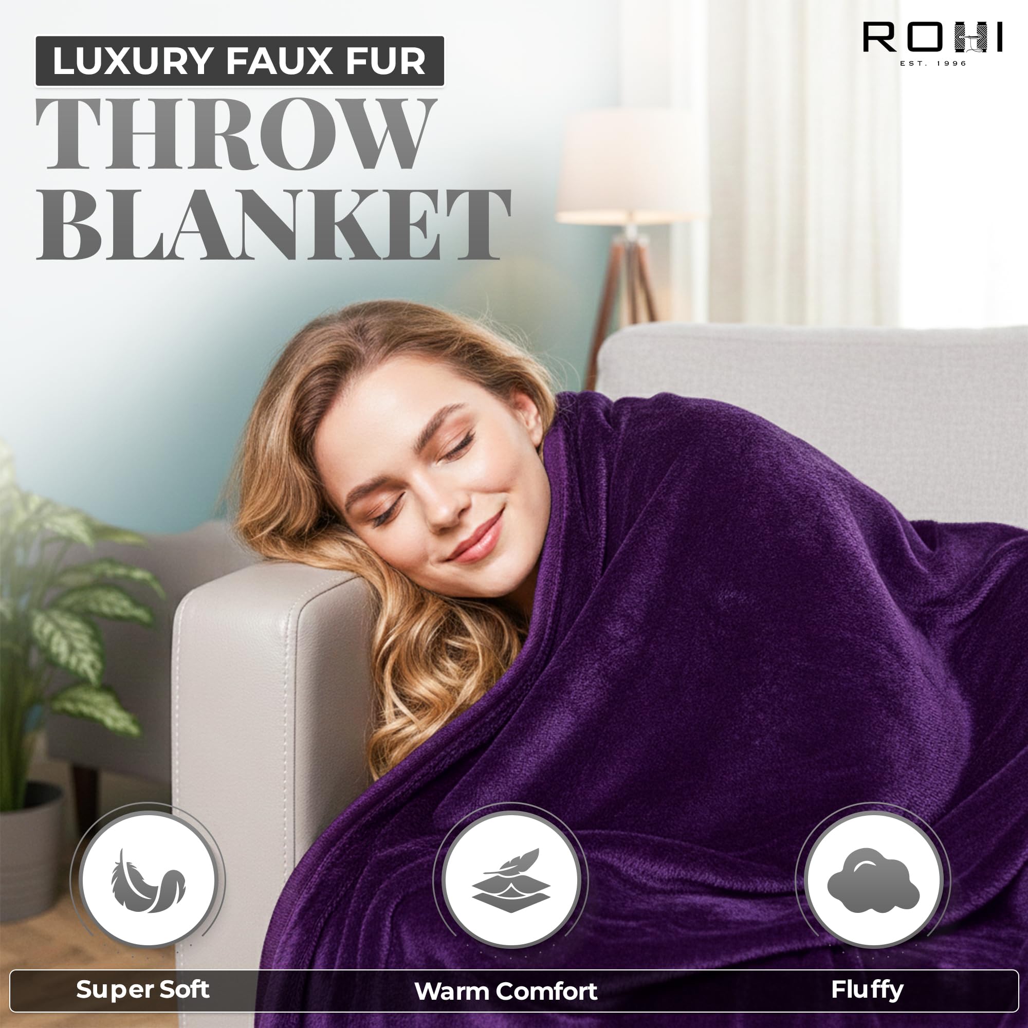 Rohi King Bedspread Blanket Purple Throw for Sofa - Luxury King