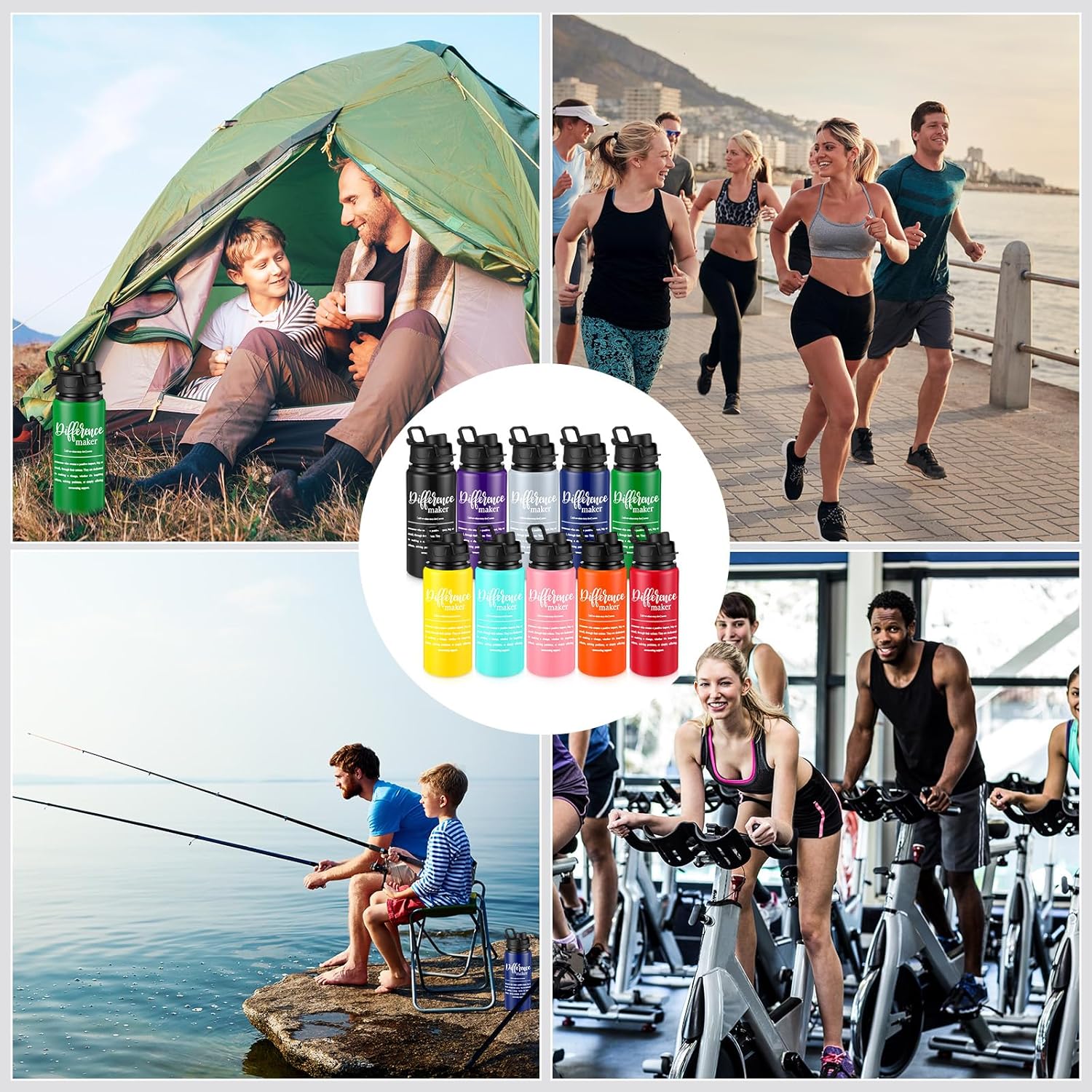 Shellwei 10 Pcs Thank You Appreciation Gifts 20 oz Aluminum Water Bottles Bulk Lightweight Sports Water Bottles Inspirational Tumbler Mug with Snap Lids for Christmas Employee - Image 4