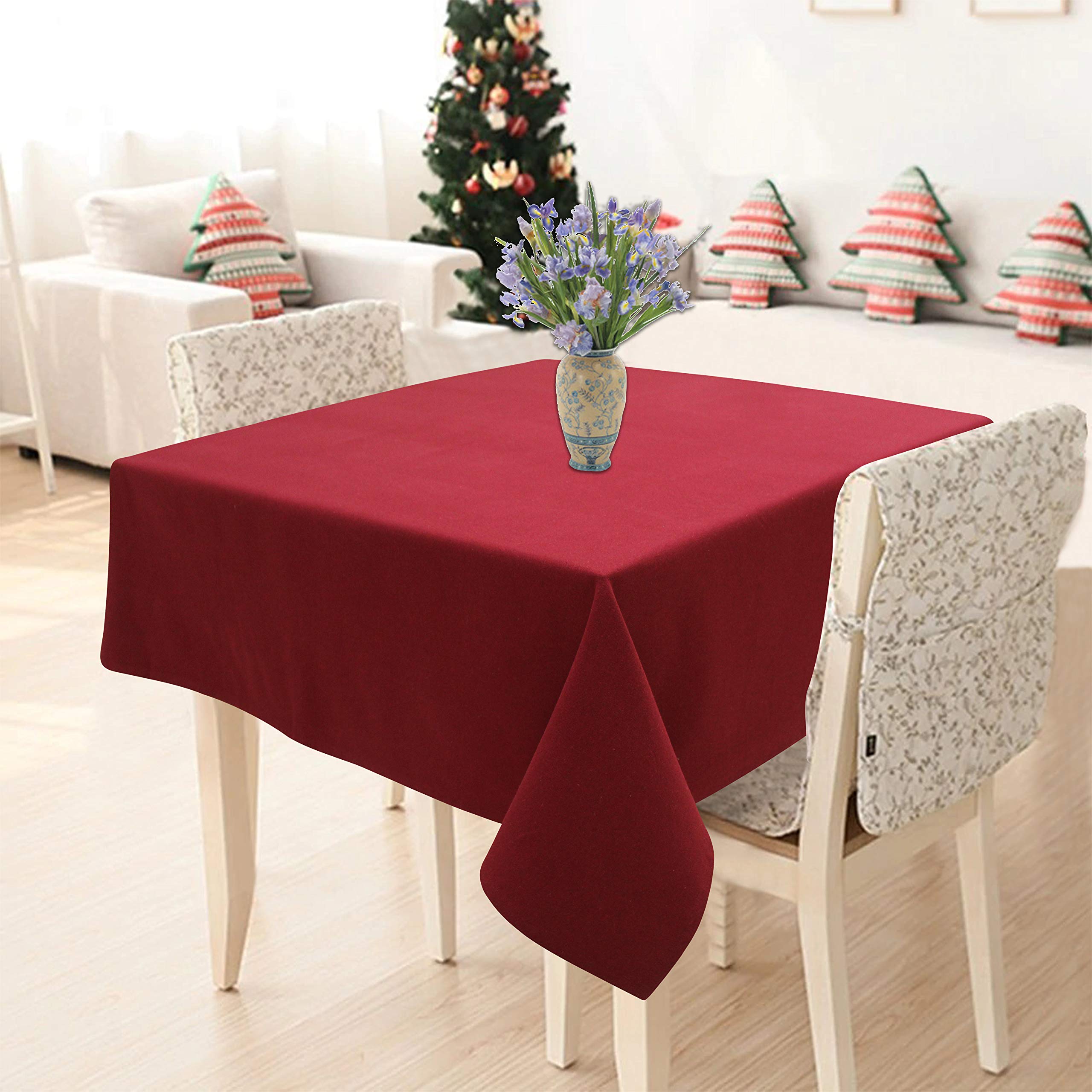 AIRWILL Cotton Solid Pattern Square Table Cover - 2 Seater (Maroon, 36x36 inches, Pack of 1)