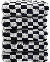 Vista 22 de Juego de 4 toallas de mano para baño, algodón suave y absorbente, juego decorativo, lindas toallas de baño en blanco y negro, 13 x 29 pulgadas