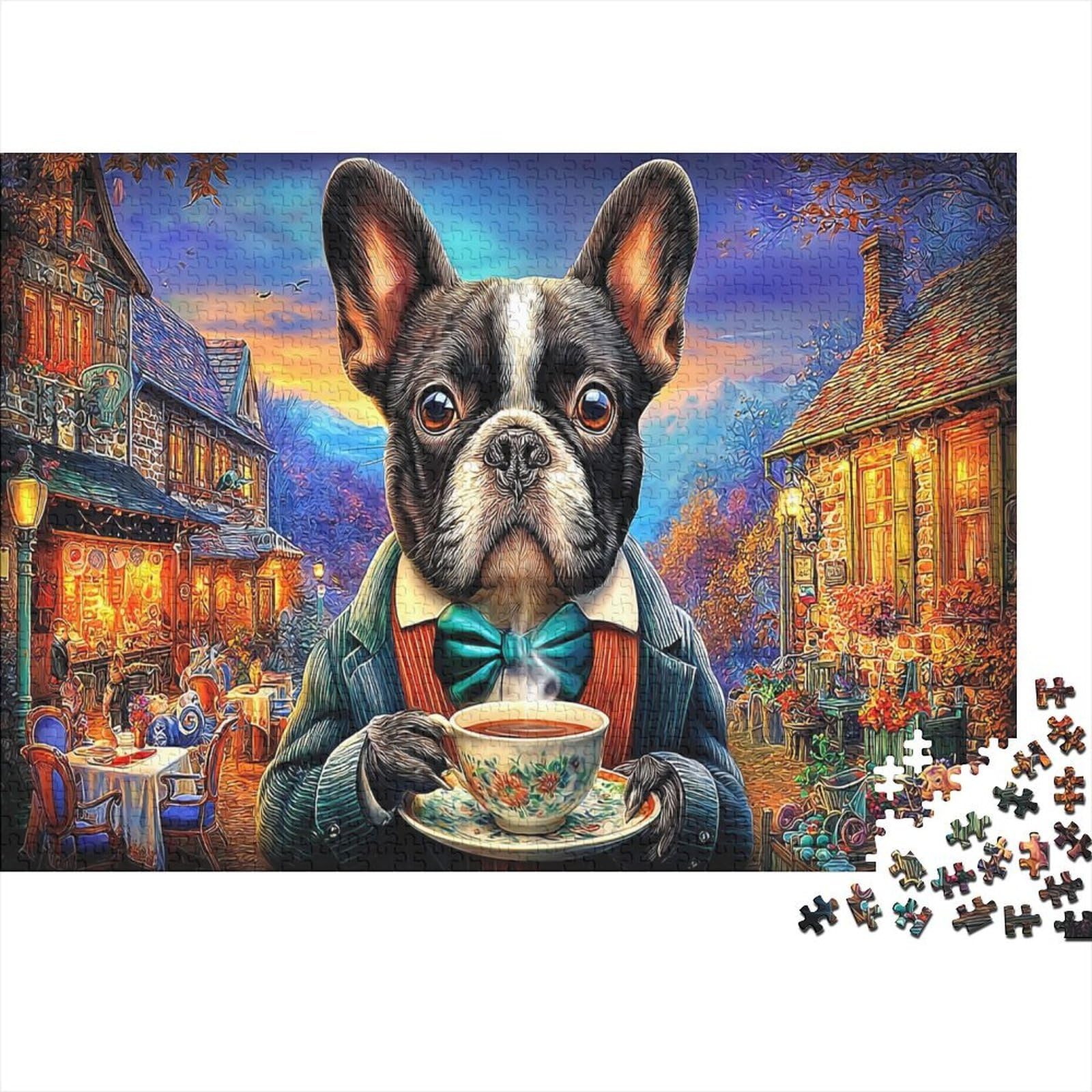 Rompecabezas de bulldog de 1000 piezas para adultos, puzzle ecológico de 70x50cm 8