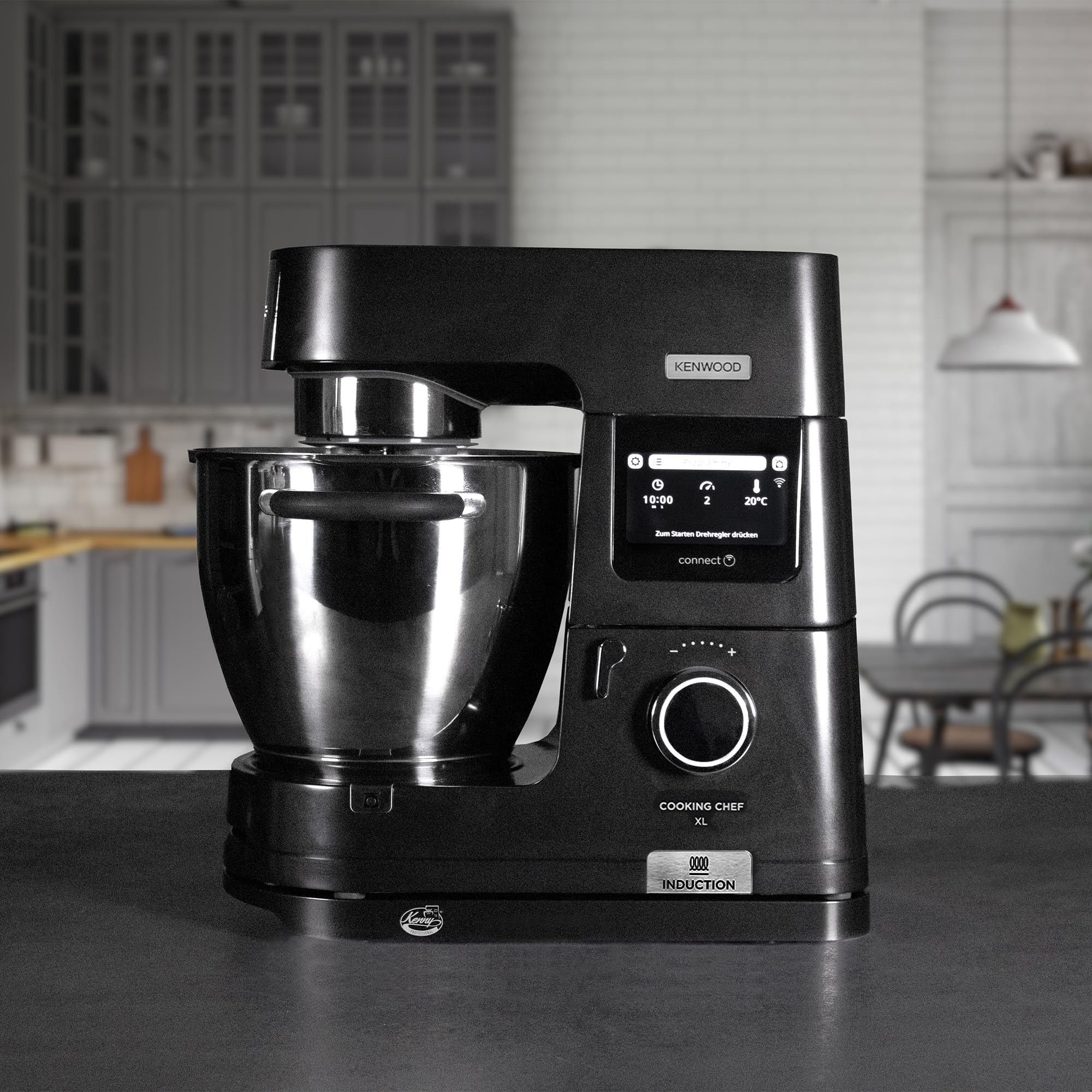 2 in 1 Profi-Gleitbrett "Raumgleiter" inkl. Kabelstaufach kompatibel mit KENWOOD Küchenmaschinen Cooking Chef Modellen (Silber)
