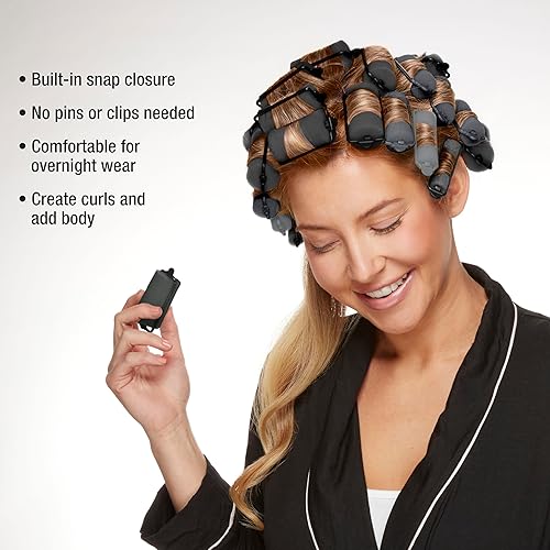 Miniatura 3 de Conair Rodillos de espuma para el cabello, rizadores sin calor, rizadores sin calor, rodillos de espuma, negro y gris, tamaños surtidos, 48 unidades
