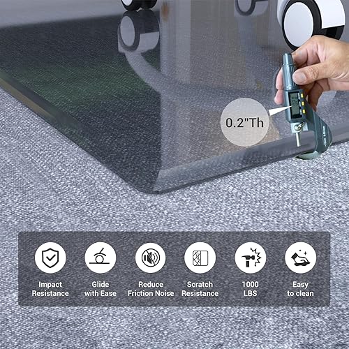 Miniatura 5 de Tapete para silla de oficina, tapete de vidrio para silla, 36 x 46 x 0.2 pulgadas, tapete de vidrio templado para silla de oficina de alfombra o