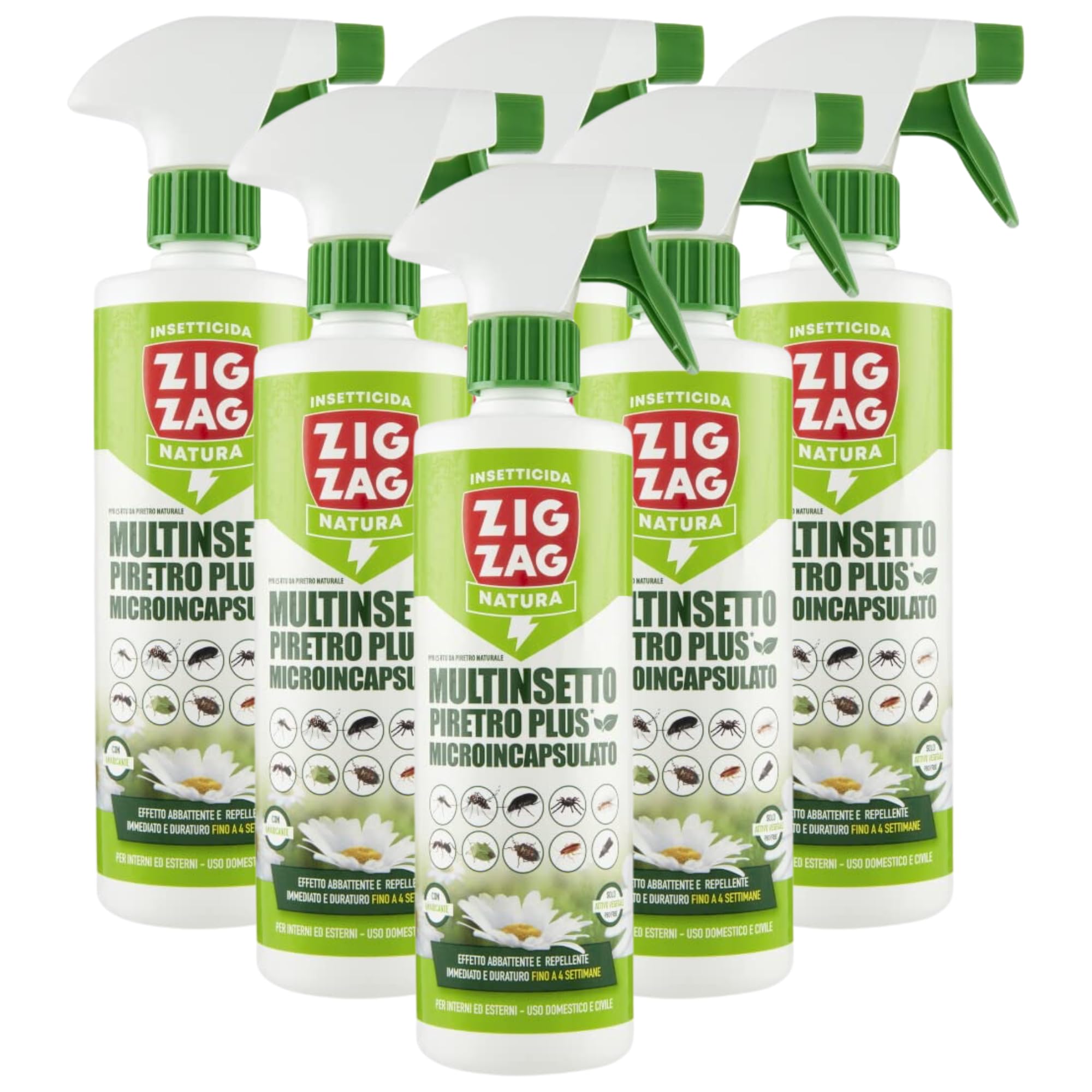 Insetticida Spray, Piretro Plus Multinsetto Microincapsulato, Contro Formiche, Scarafaggi, Blattelle, Cimice Verde, Cimice Asiatica, Zanzara Comune e Tigre, Ragni, Tarme 400 ml (6 Spray)