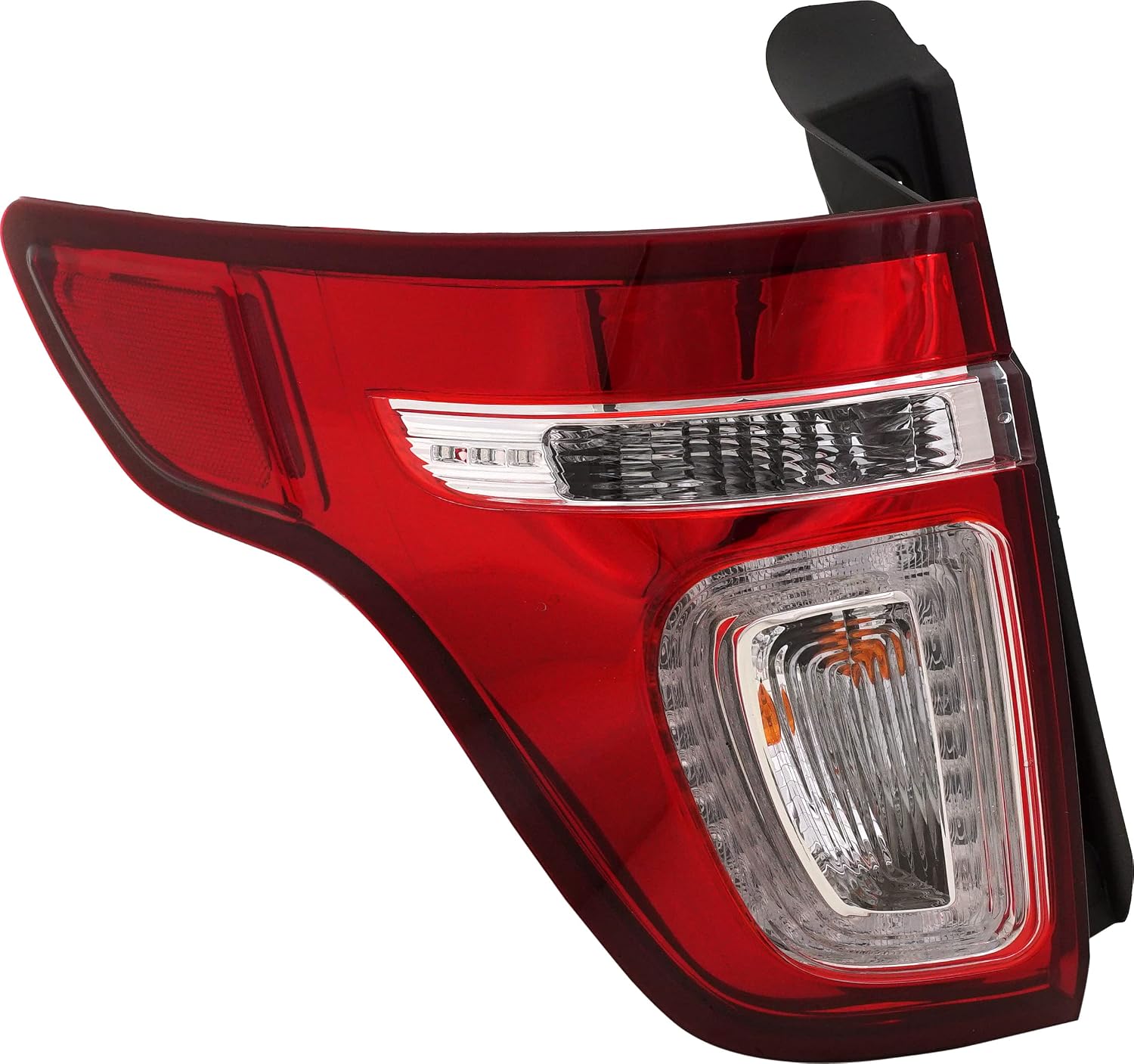 Evan Fischer Driver Side Tail Light Assembly Compatible with 2011-2015 Ford Explorer, 2013-2015 Police Interceptor Utility, CAPA Clear and Red Lens With Bulb