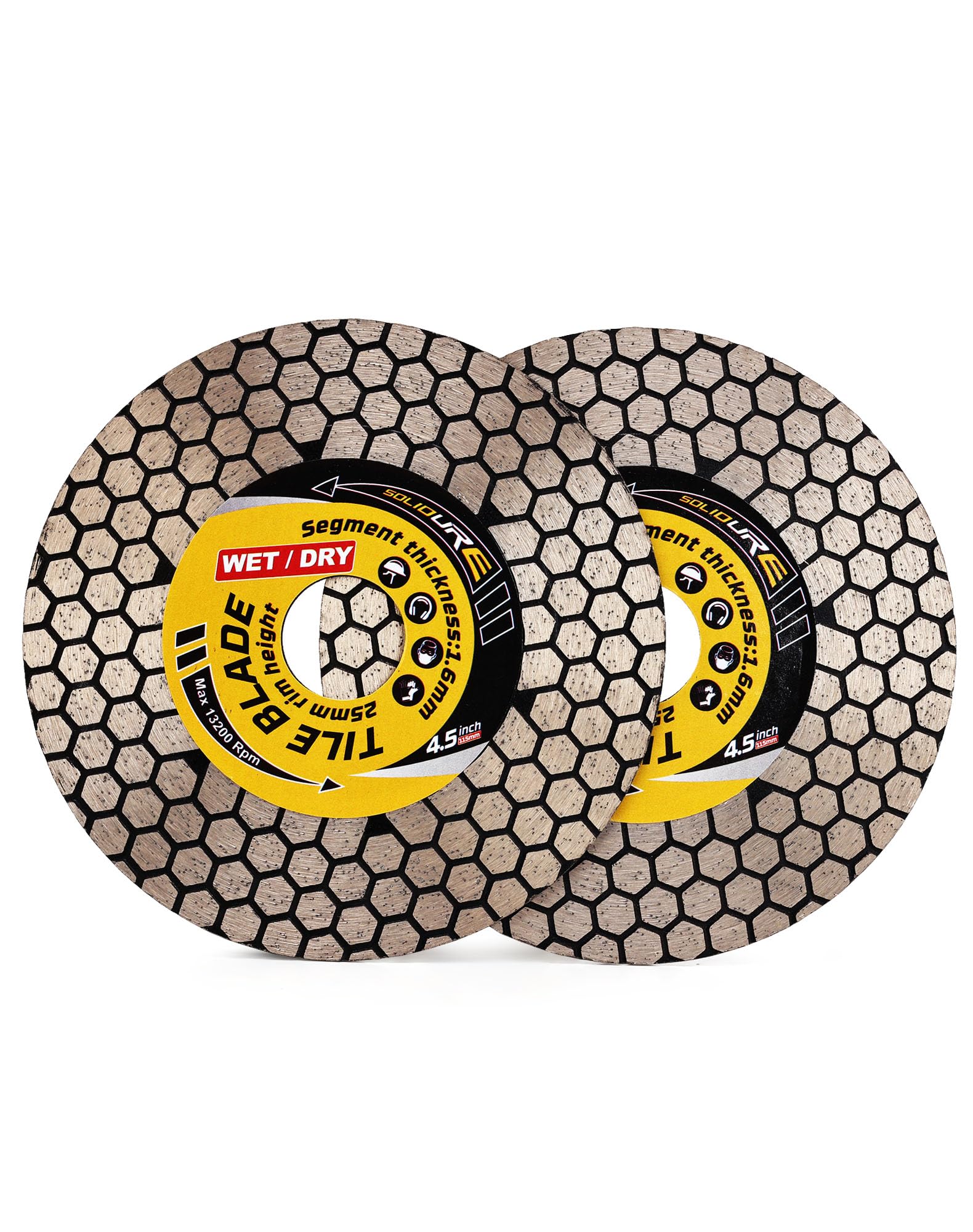 Solidure 2Pcs/Lot Tile Blade 4.5“ Porcelain Tile Saw Blade Cutting and Grinding for Granite Marble Porcelain Tiles