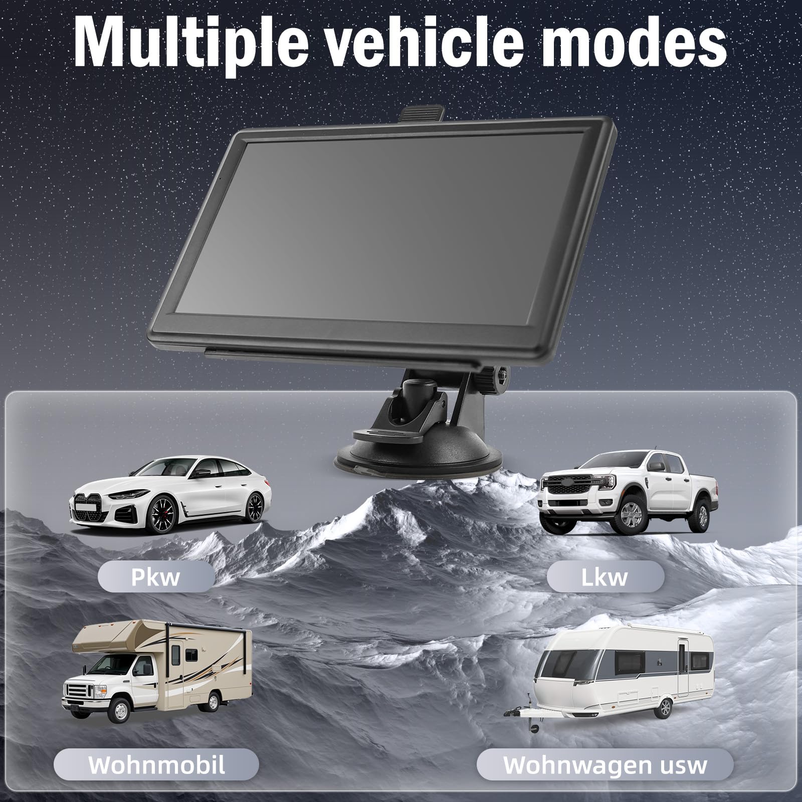 Riloer Navigationsgeräte für Auto Universal GPS Navigation Kit, 7 Zoll Sat Navi Display mit Klammer FM-Sender,Kartennavigation, mehrsprachige Einstellungen, MP3 Spielen, mit Stand