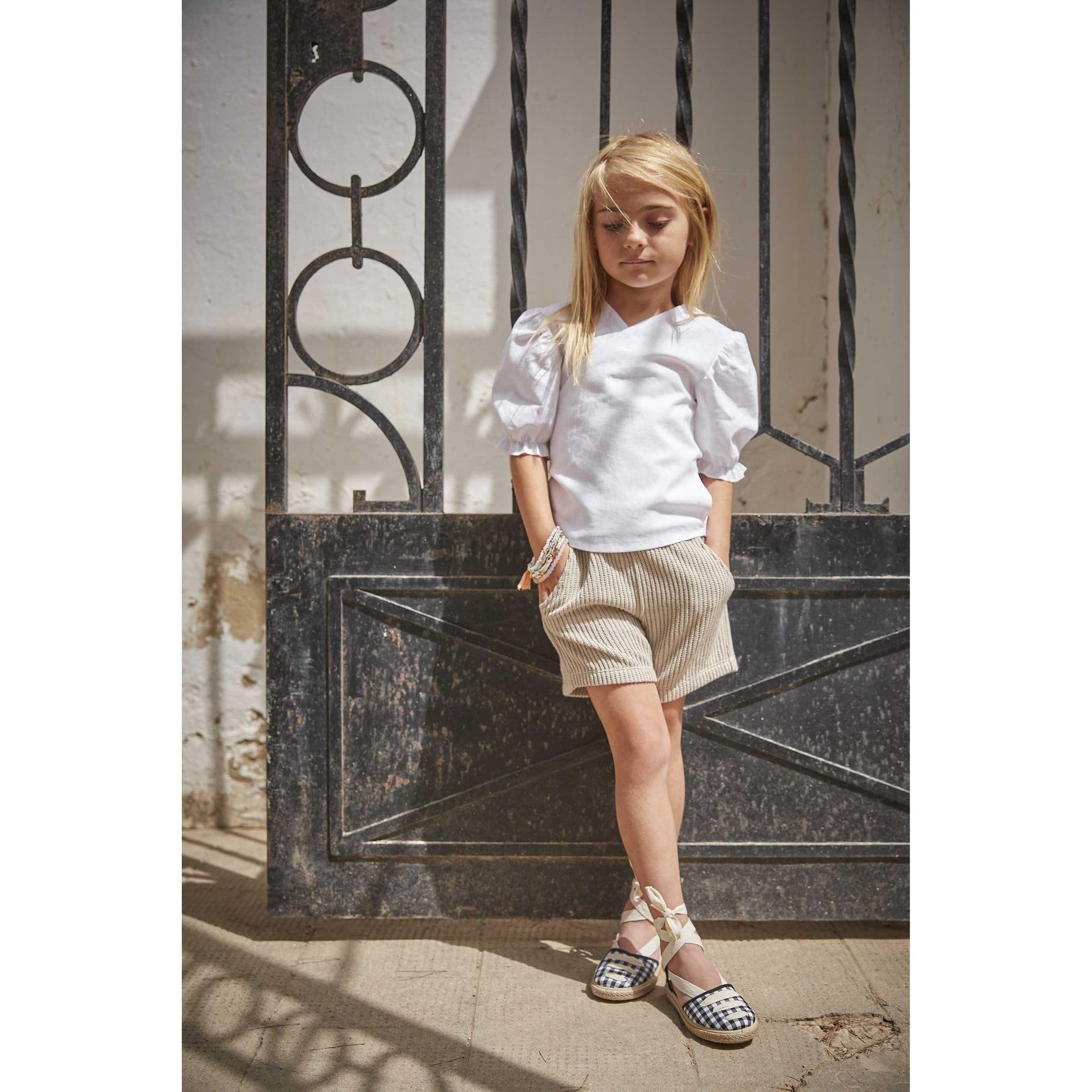 BABIDU Conjunto para bebé Y Niña con Camiseta de Manga Corta Cruzada Y Volantes Set Bambino, Tinta Unita, 24 Months Unisex-Bimbi