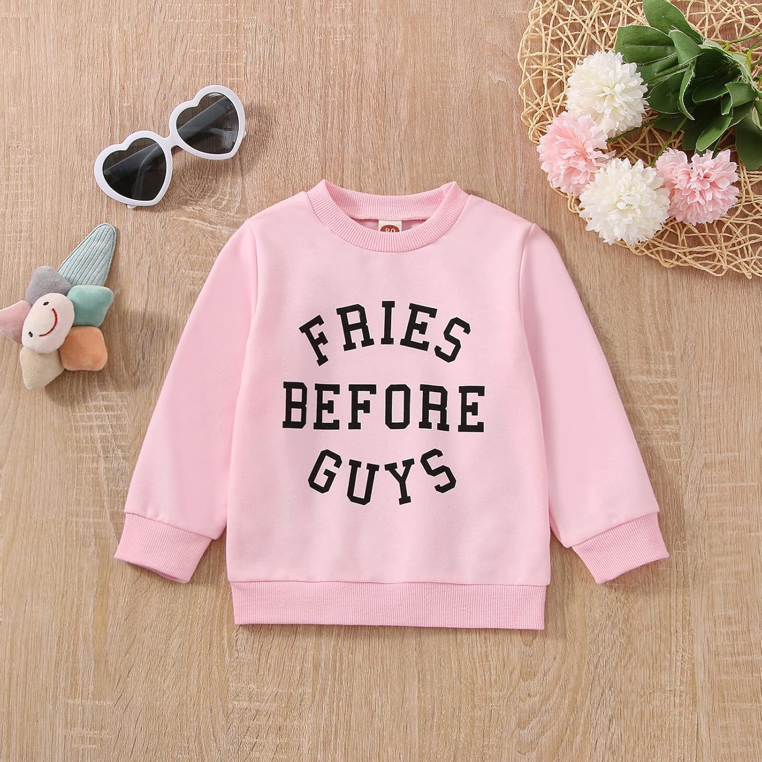 Twopumpkin Valentines Toddler Girl Boy Baby Outfit Valentines Day Shirt Fries Before Guys Short Sleeve T-Shirts Vintage Tops - Image 3