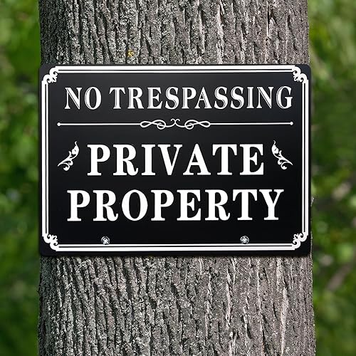 Miniatura 7 de 4 letreros de metal de aluminio con diseño de propiedad privada, resistentes a la decoloración, resistentes a la intemperie, para interiores y