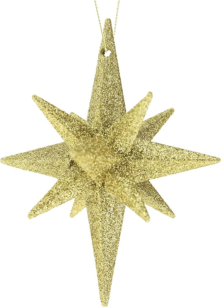 Gold glitter star christmas ornaments Clearance