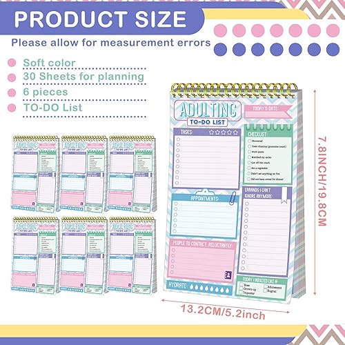 Miniatura 2 de Glenmal Paquete de 6 blocs de notas para adultos, bloc de notas para lista de tareas, planificador diario, lista de tareas diarias, lista de