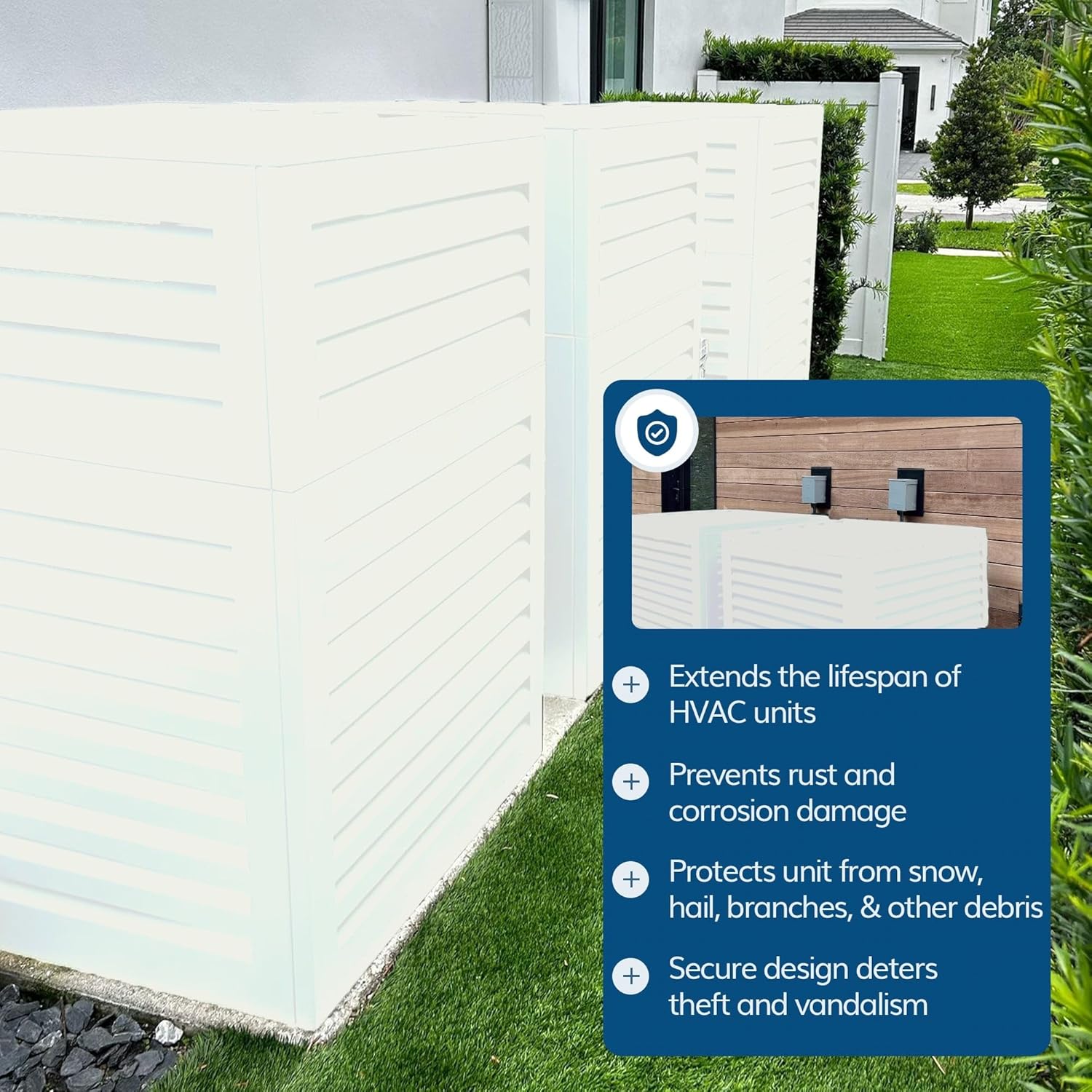 Airdeko Premium HVAC Central Air Conditioner Cover for Outside Units - AirOutdoor Systems Decorative Metal AC Condenser Cover - Rustproof, All-Season Outdoor Protection with Modern Sleek Design (XLS)