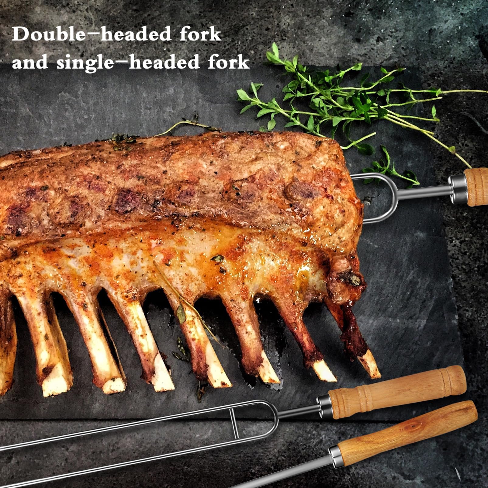 DECHOUS 8 Pezzi Forchetta Per Barbecue in Acciaio Inossidabile Forchetta Doppia Forchetta Singola Forniture Per Barbecue Griglia Per Barbecue Grigliare i Bastoncini Di Kabob Testa Singola