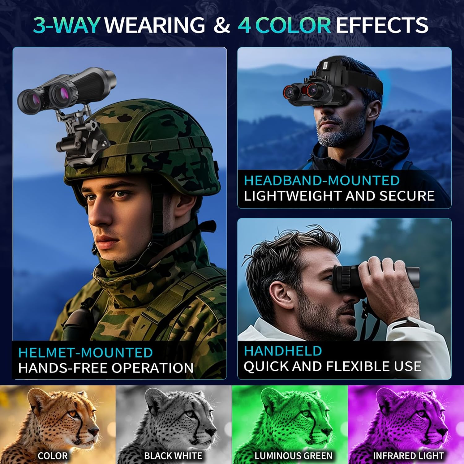 3D-VR Night Vision Goggles - 4K Head Mounted 2296FT Digital Infrared 850nm Night Vision Binoculars for Adults Military Tactical,Camping in Complete Darkness 6X Digital Zoom Include 32GB Card
