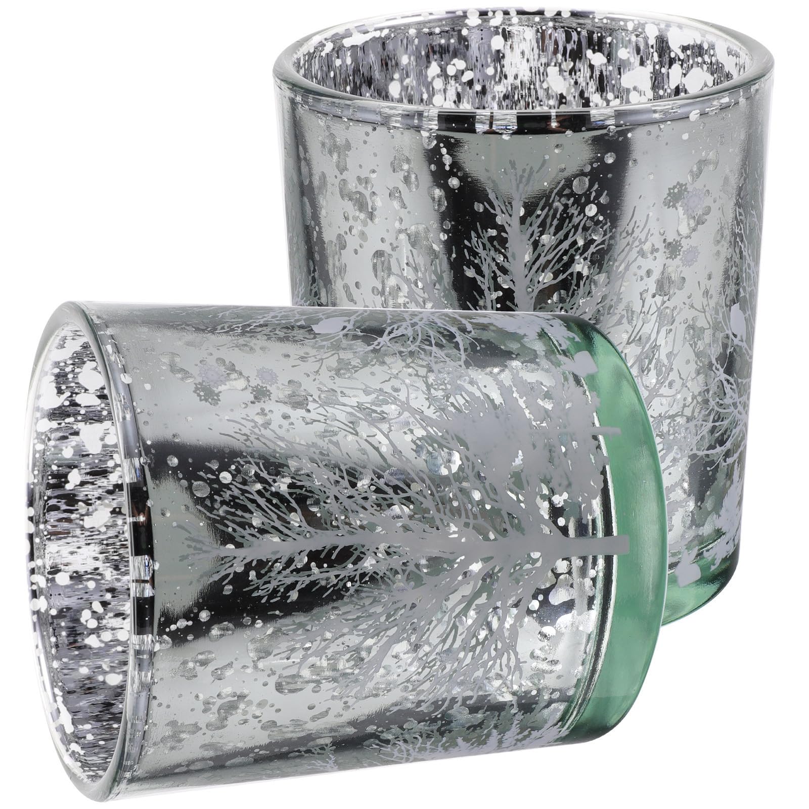 Toyvian 10 Unidades Portavelas de Cristal Navideño Diseño de Árbol de
