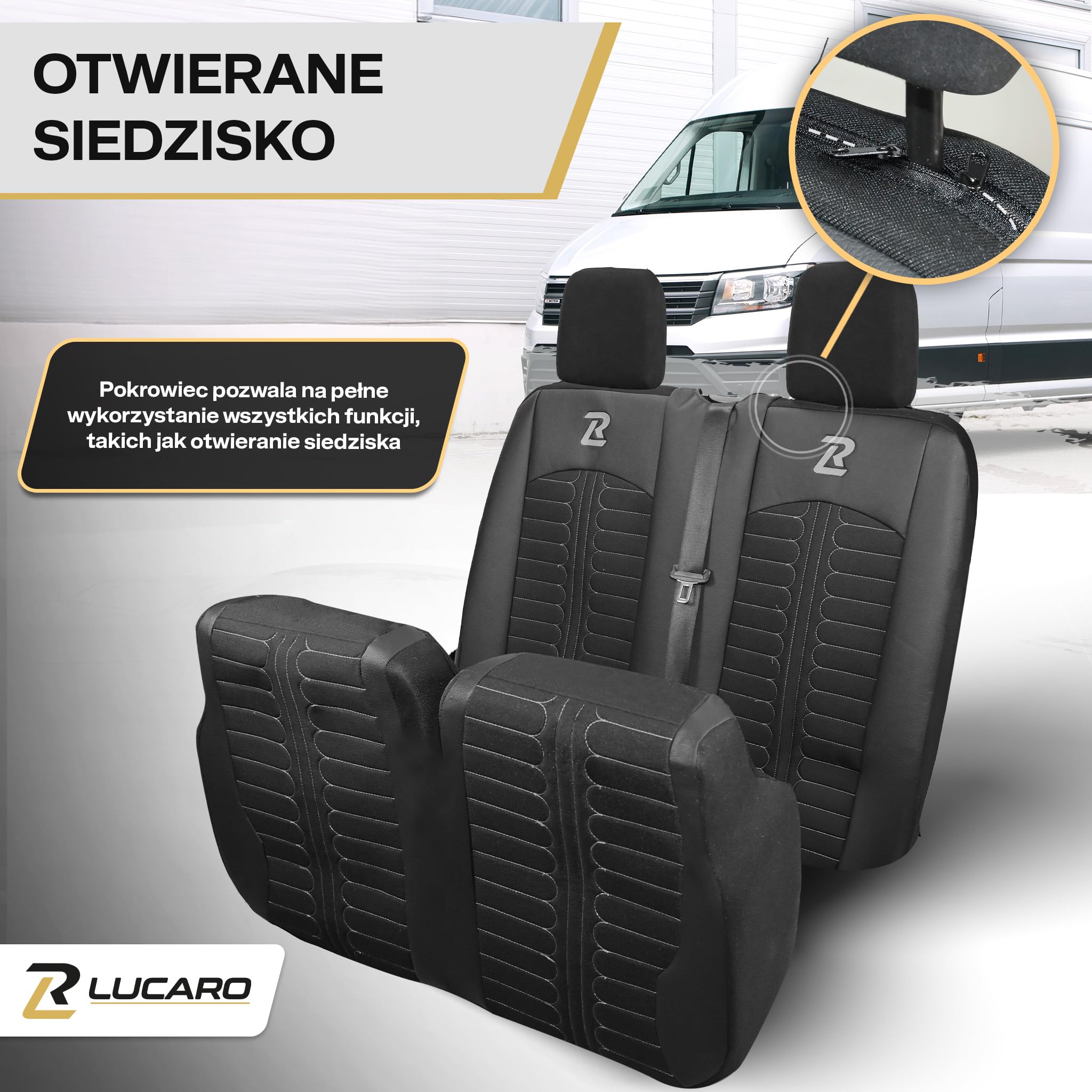 Pokrowce na siedzenia samochodowe LUCARO TORNADO do Forda Transita 2013 i nowszych - Zestaw pokrowców na siedzenia 1+2 - Pokrowce na siedzenia samochodowe zielone - Akcesoria samochodowe