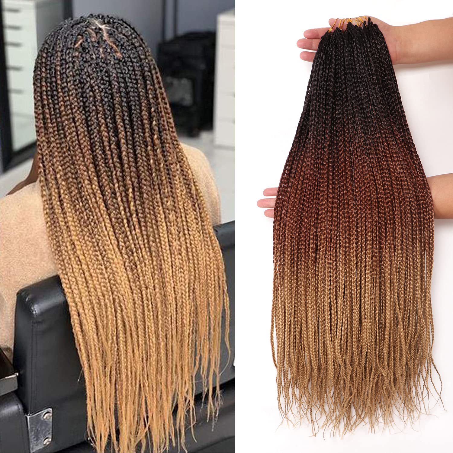 7 confezioni all'uncinetto Braids Meches extension capelli naturali per trecce africane parrucca nera parrucca donna naturale treccia africana donna (55,88 cm(confezione da 7), #1B-27-30)
