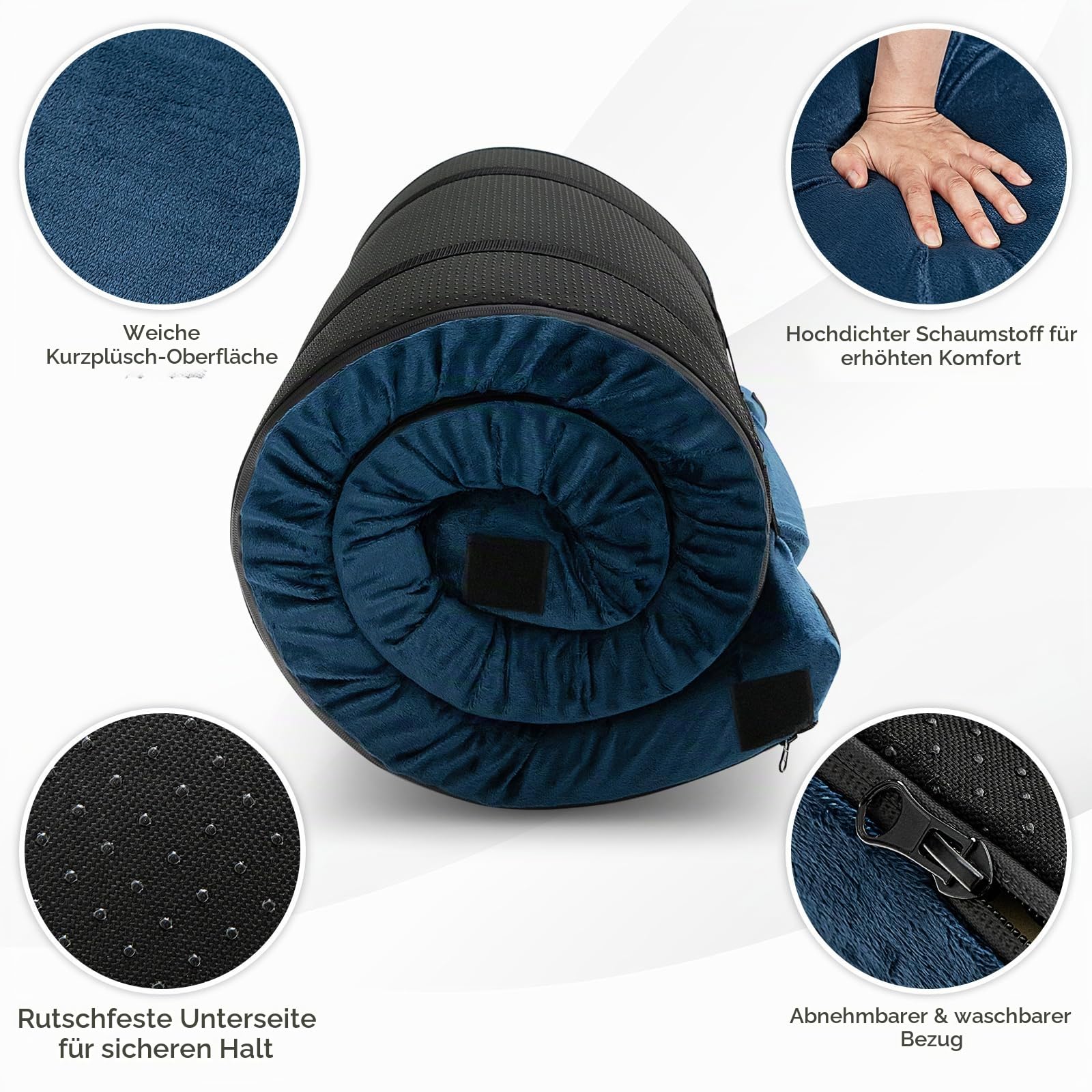 SOARS Tragbar Camping Matratze, Memory Foam Schlafmatte mit Tragetasche, abnehmbarem Flanellbezug, Bodenmatratze Isomatte Faltmatratze für Reisen, Zuhause, 183 x 62,5 x 6,5 cm