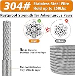 XiaZ Dog Tie Out Cable for Large Dogs, 15/20/30/50/70/100ft Heavy Duty Dog Cable Chain Up to 250lbs, Reflective Dog Lead Leash for Outside, Yard, Camping, (Silver, 250lbs 20ft)