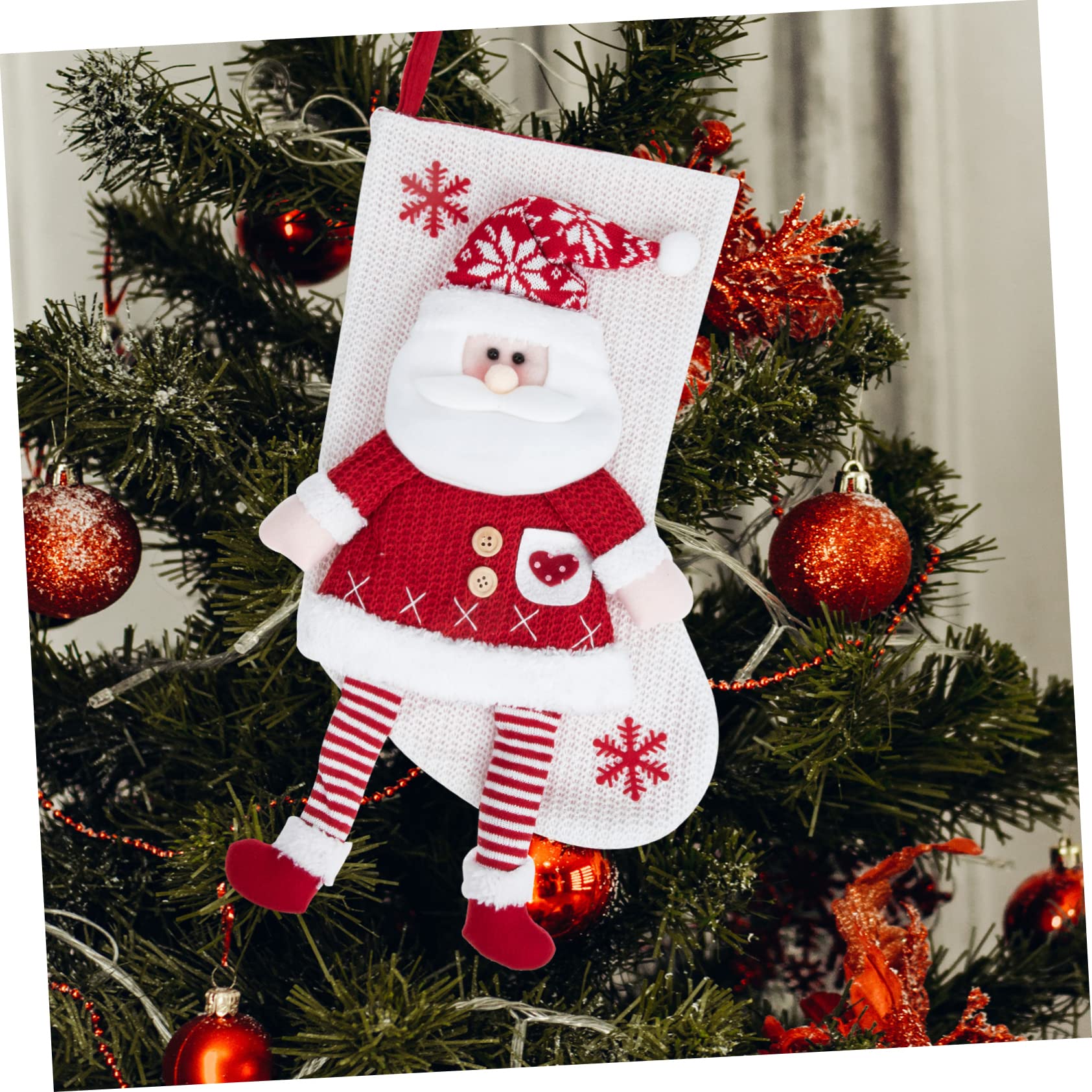 TOPBATHY 2 Pz Calzini di Caramelle Natalizie Decorazioni Natalizie Calze Natalizie Personalizzate Calza Appesa di Natale Calze di Babbo Natale Calza di Natale Tessuto a Maglia
