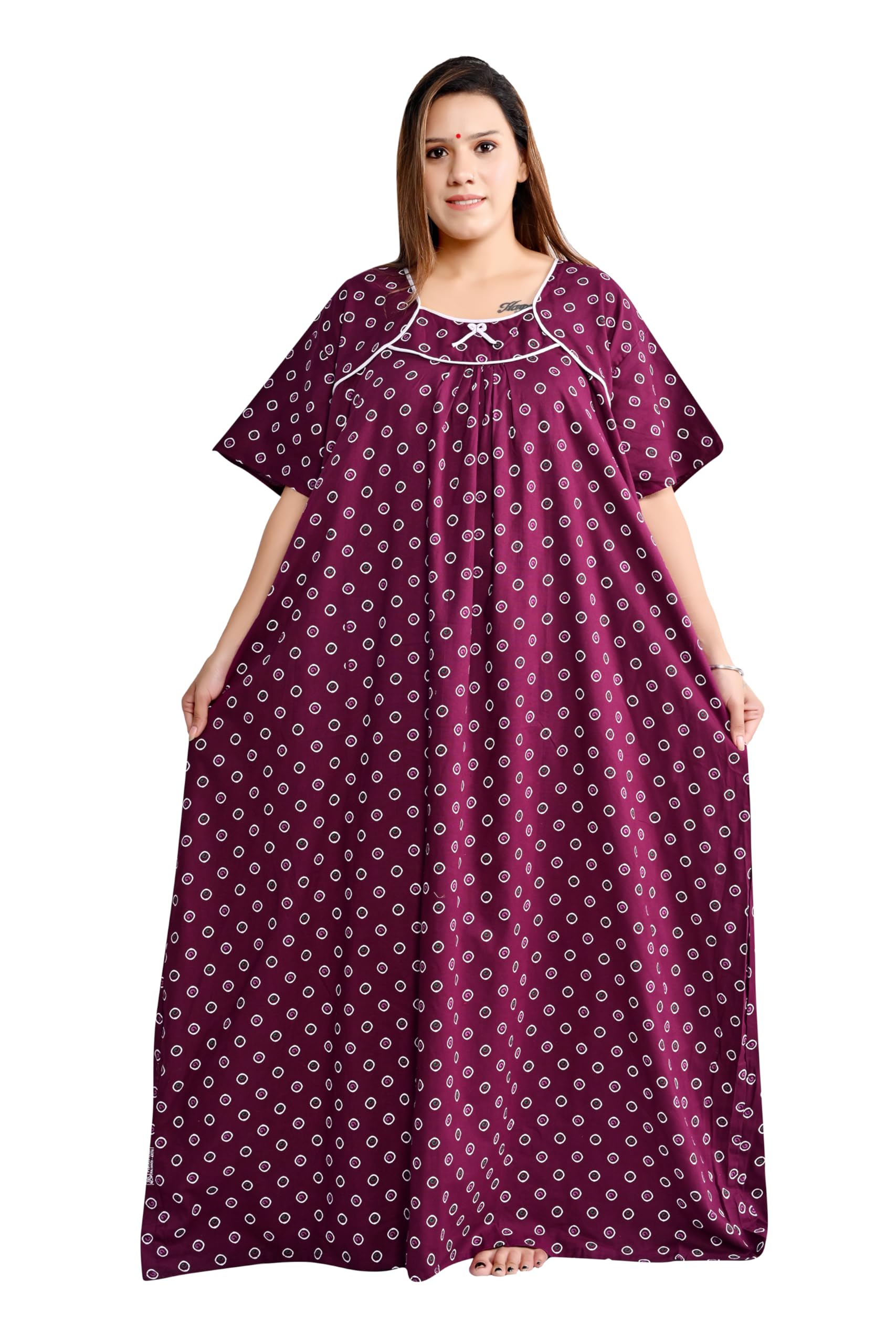 bindass female collection Plus Size Women Nighty Cotton Maxi Printed Jumbo Gown Size 5XL to 10XL-picture-37