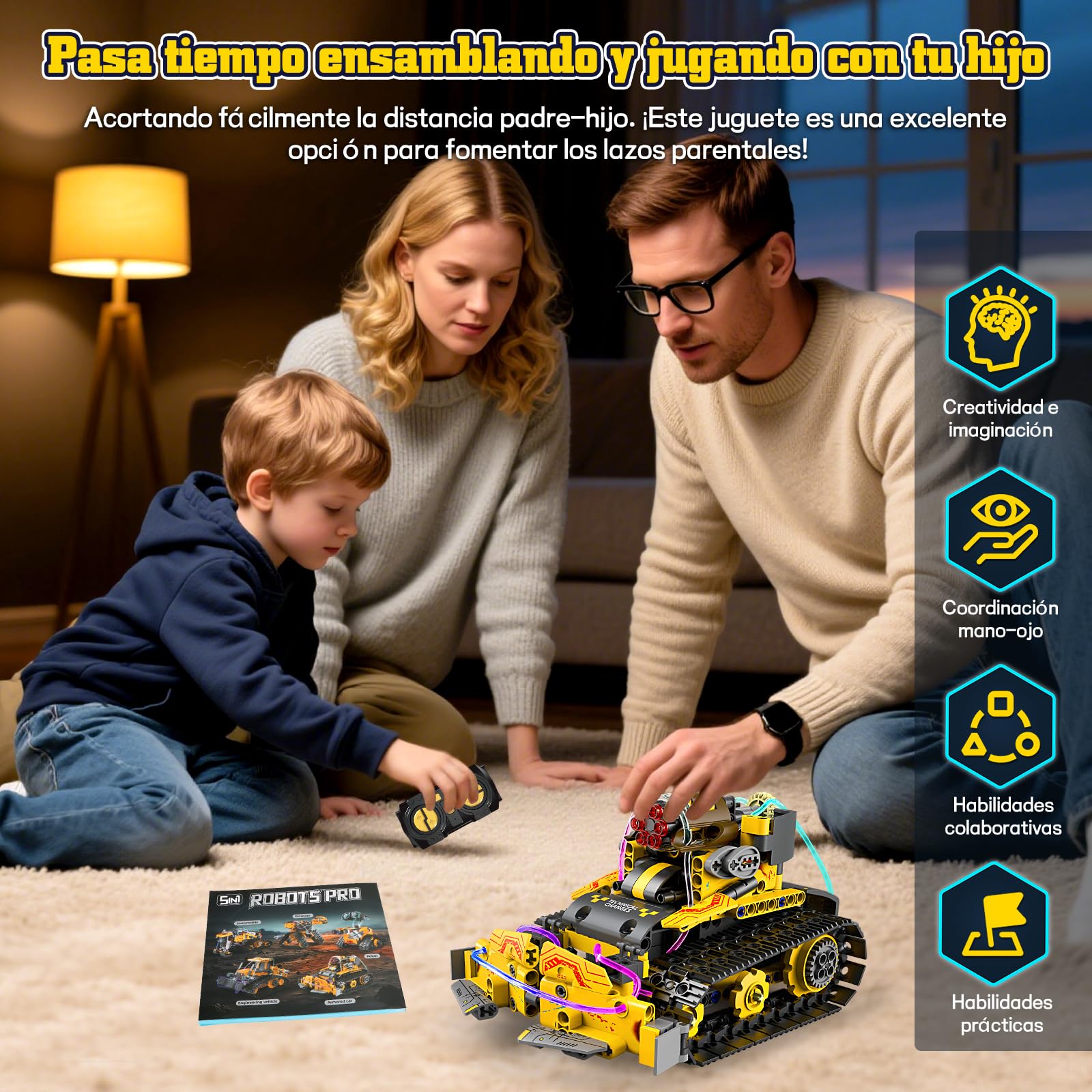 YOOHBERRYS Technic Robot para Niños, 5 en 1 Juego de Construcción de Robot Programable con App y Mando a Distancia, Regalo Creativo Educativo para Niños Y Niñas De 8+ Años (Amarillo)