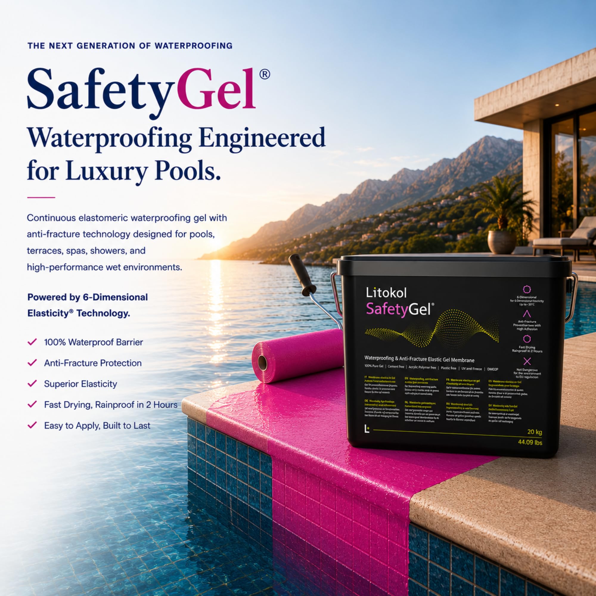 Membrana impermeabilizzante piscine terrazze docce in Gel Litokol SafetyGel 10kg