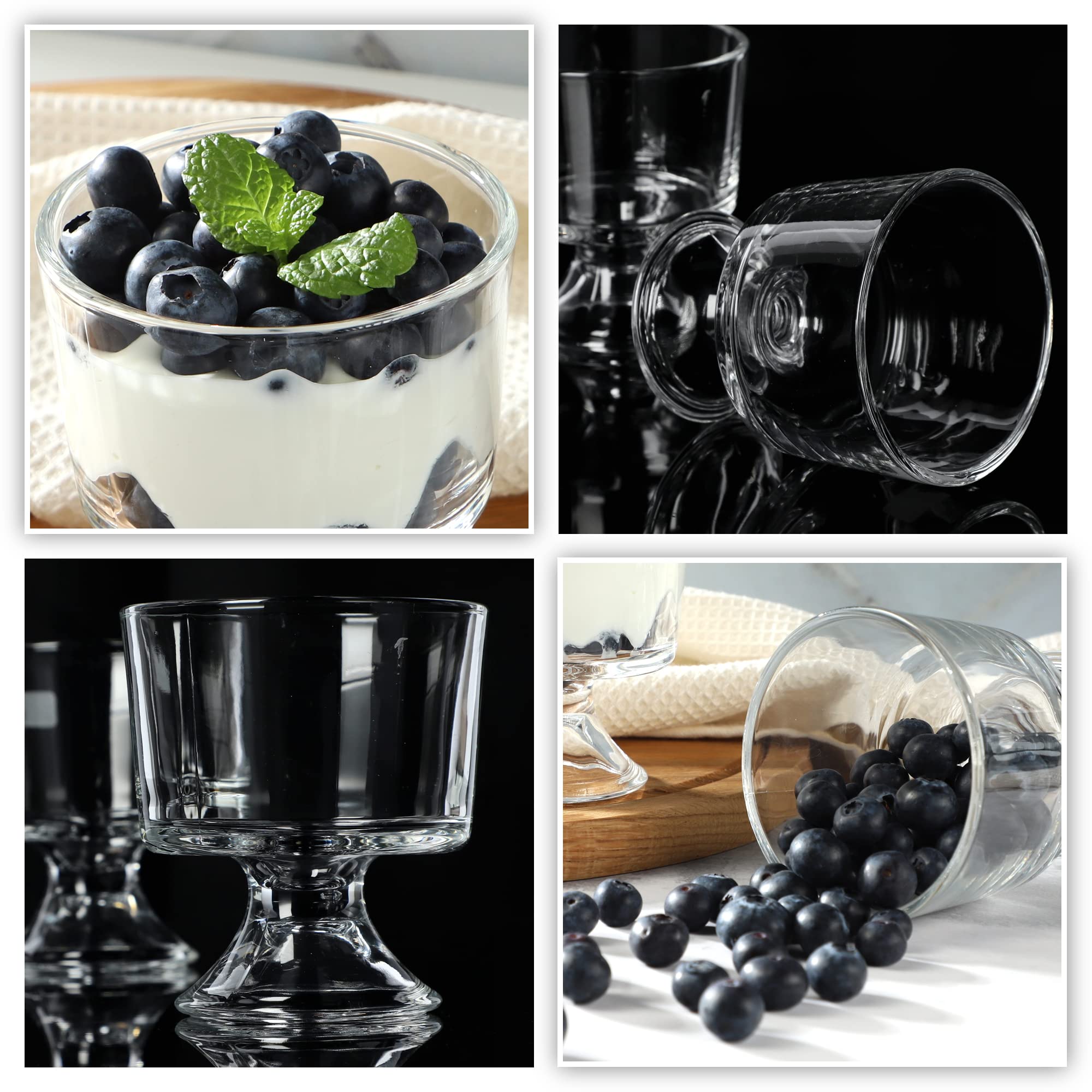 KADAX Copas de Helado de 280 ml, Vasos de Vidrio Transparente con Base Elegante para Postres, Copa de Cristal para Coctel de Marisco y Gambas (Juego de 12)