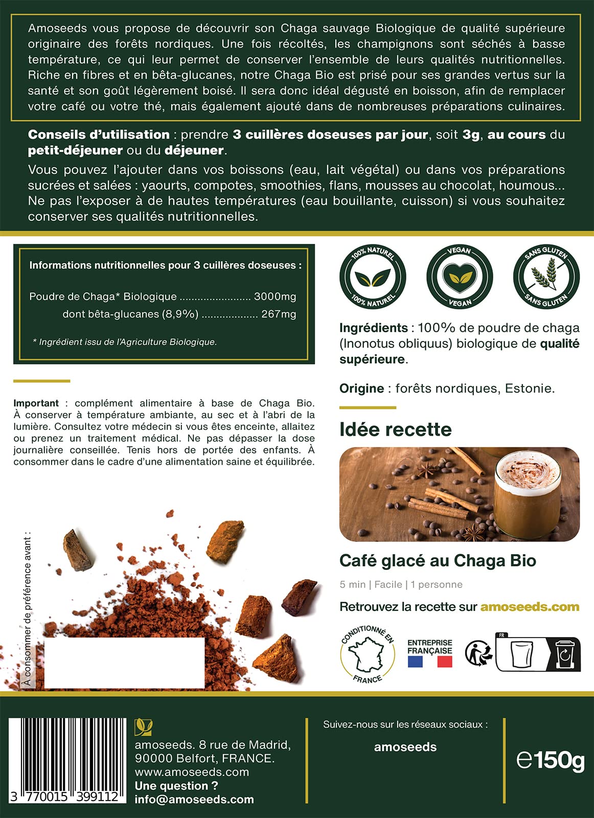Poudre de Chaga Bio (150g)