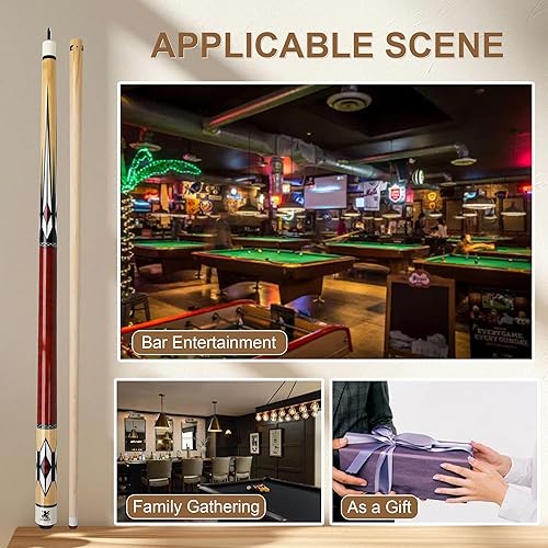 Miniatura 7 de Palo de billar de 58 pulgadas con punta de 0.512 in para adultos, palos de billar de madera de arce dura, accesorios para casa, bar, billar, club de