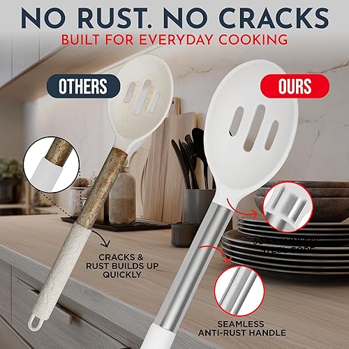 Miniatura 2 de Juego de utensilios de cocina de silicona - Culinary Couture 24 piezas de utensilios de cocina blancos para ollas y sartenes antiadherentes - Juego