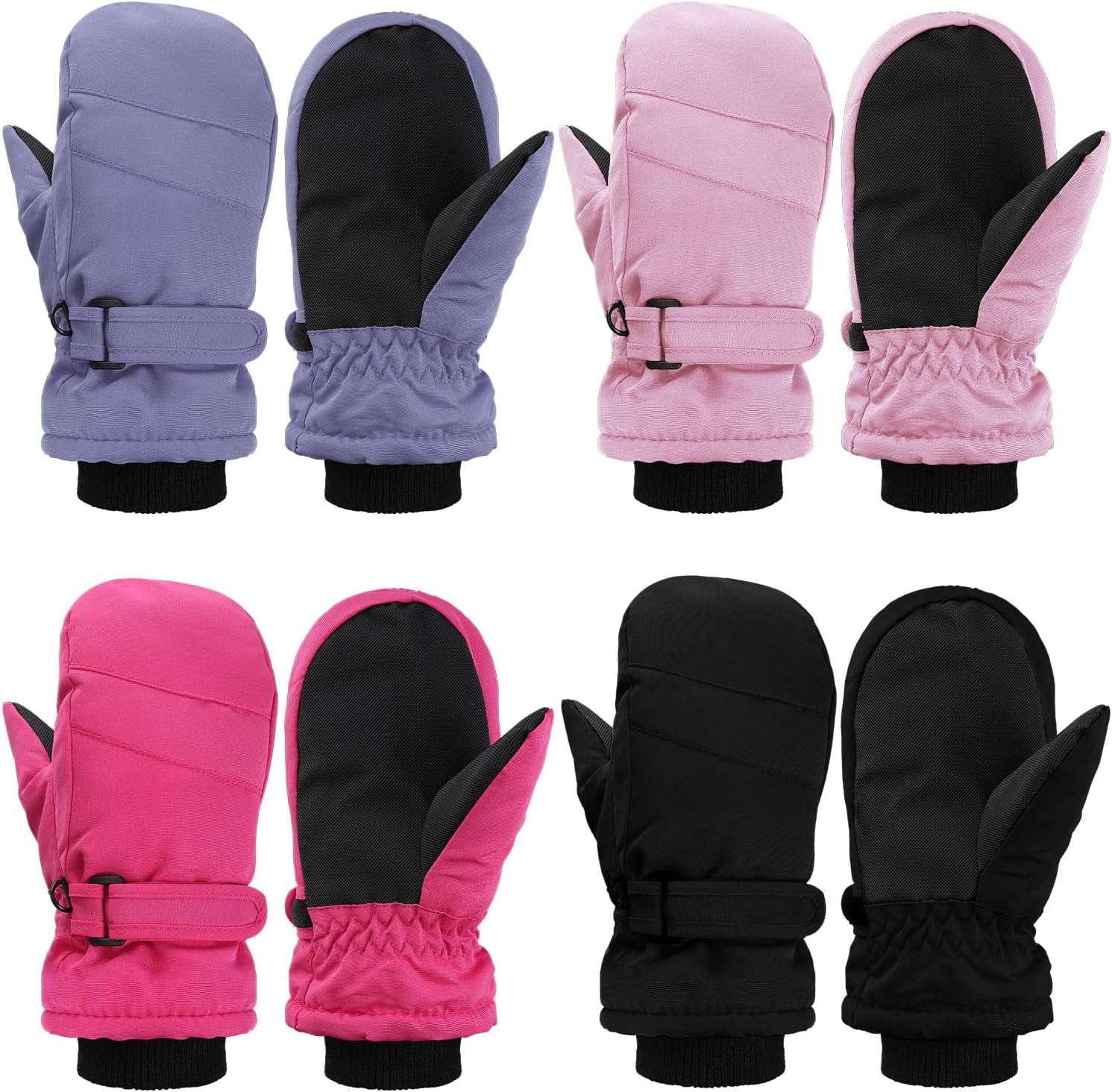 4 Pairs Kids Mittens Waterproof Ski Gloves Boys Girl Warm Snow Winter Mittens for Kids Toddler Outdoor Activities