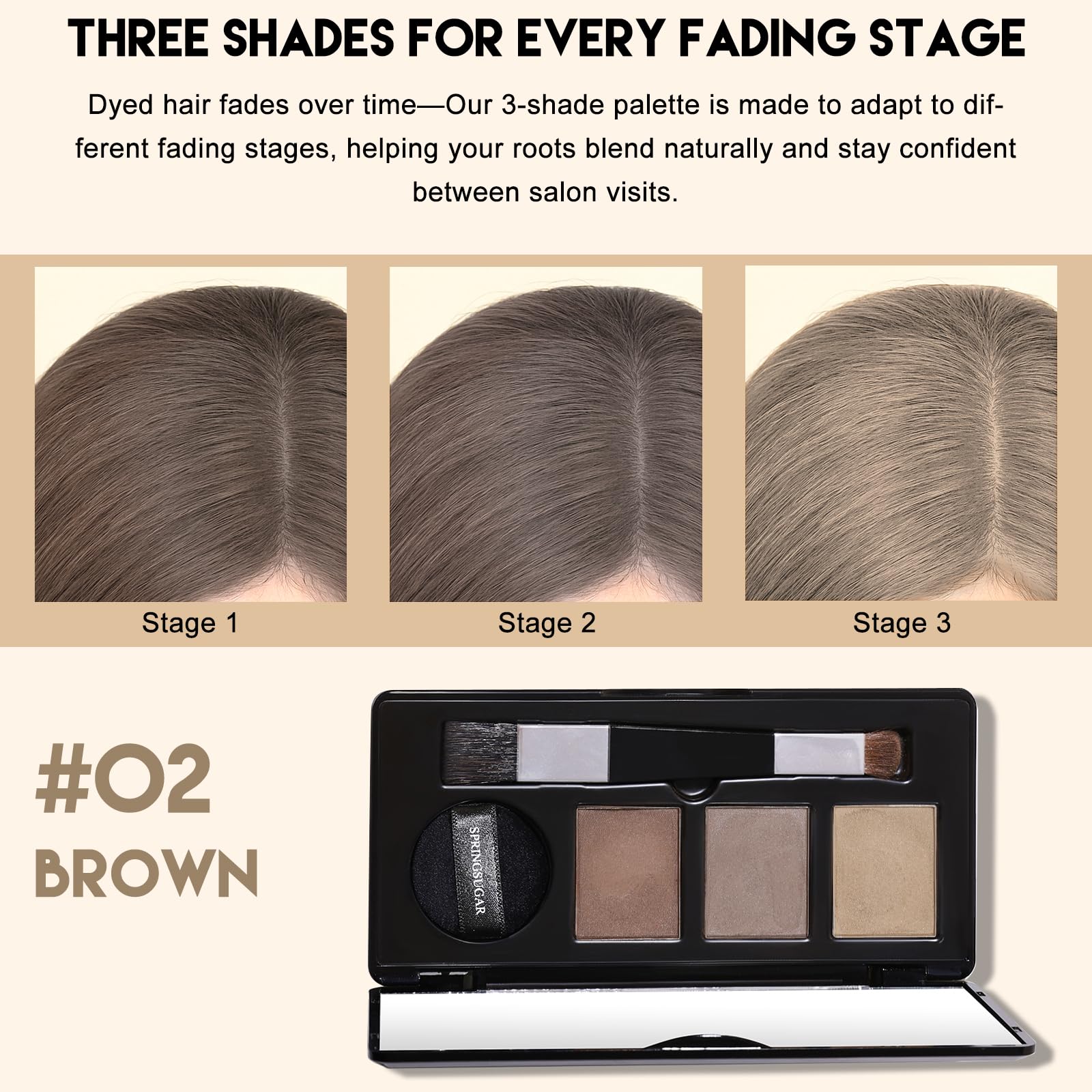Root Touch Up Hair Color, 3 Color Blendable Hairline Powder for Gray Coverage Root Cover Up & Thinning Edges - Image 3
