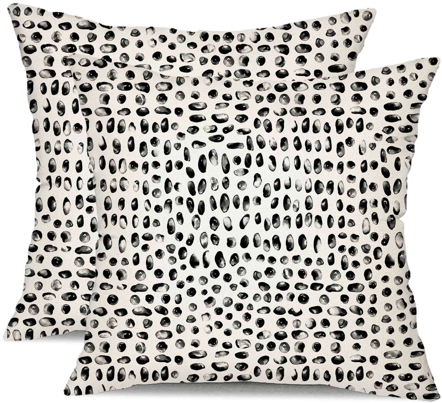 DFXSZ Outdoor Pillow Covers 18x18 Inch Set of 2 Dense Black Polka Dot Decor Waterproof Throw Pillow Covers Farmhouse Outdoor Waterproof Pillow Covers Decor for Patio Funiture Garden Sofa Couch